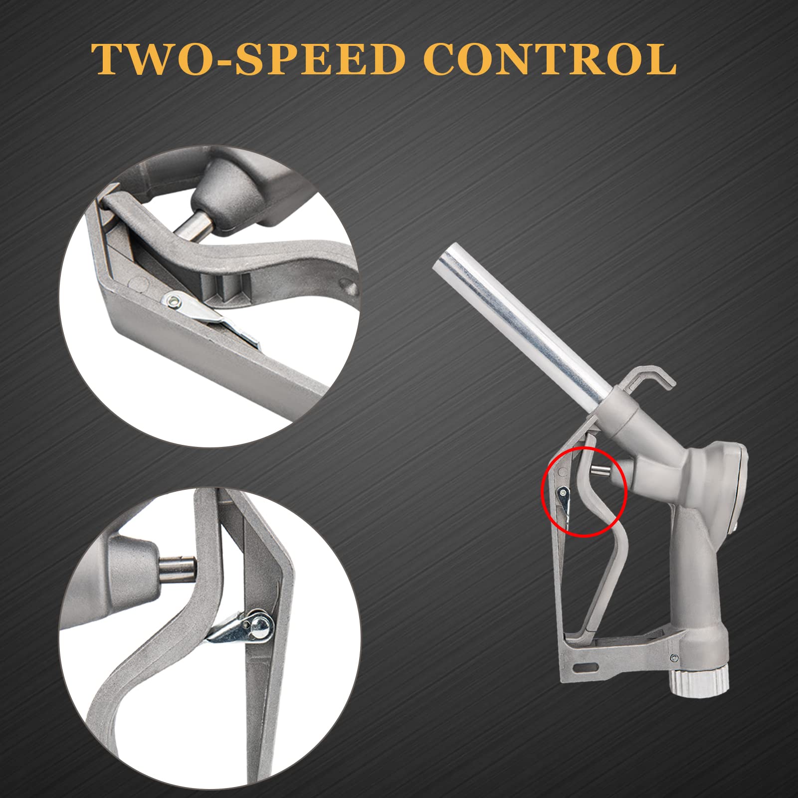 Gddghs Fuel Nozzle 3/4', Gas Pump/Tank Nozzle With Hook And Swivel For Diesel Gasoline Kerosene, Manual Fuel Nozzle 3/4' Inlet&15/16' Outlet, Flow Rate 20 Gpm, 50 Psi