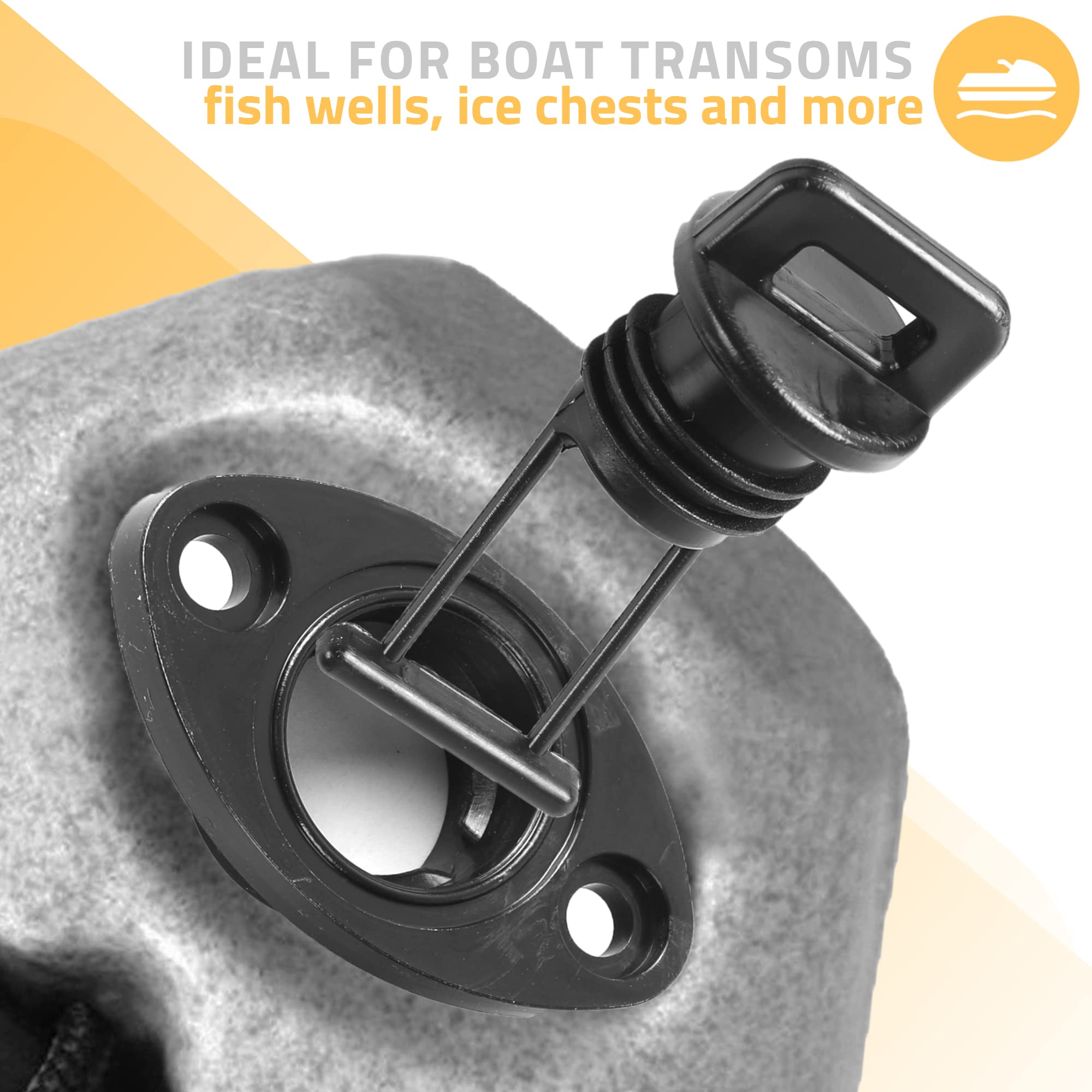 Tongass (2-Pack, Black) Gas Tank Drain Plug/Base Replacement With O-Ring - Compatible With Sea-Doo Yamaha Polaris Gas Tank