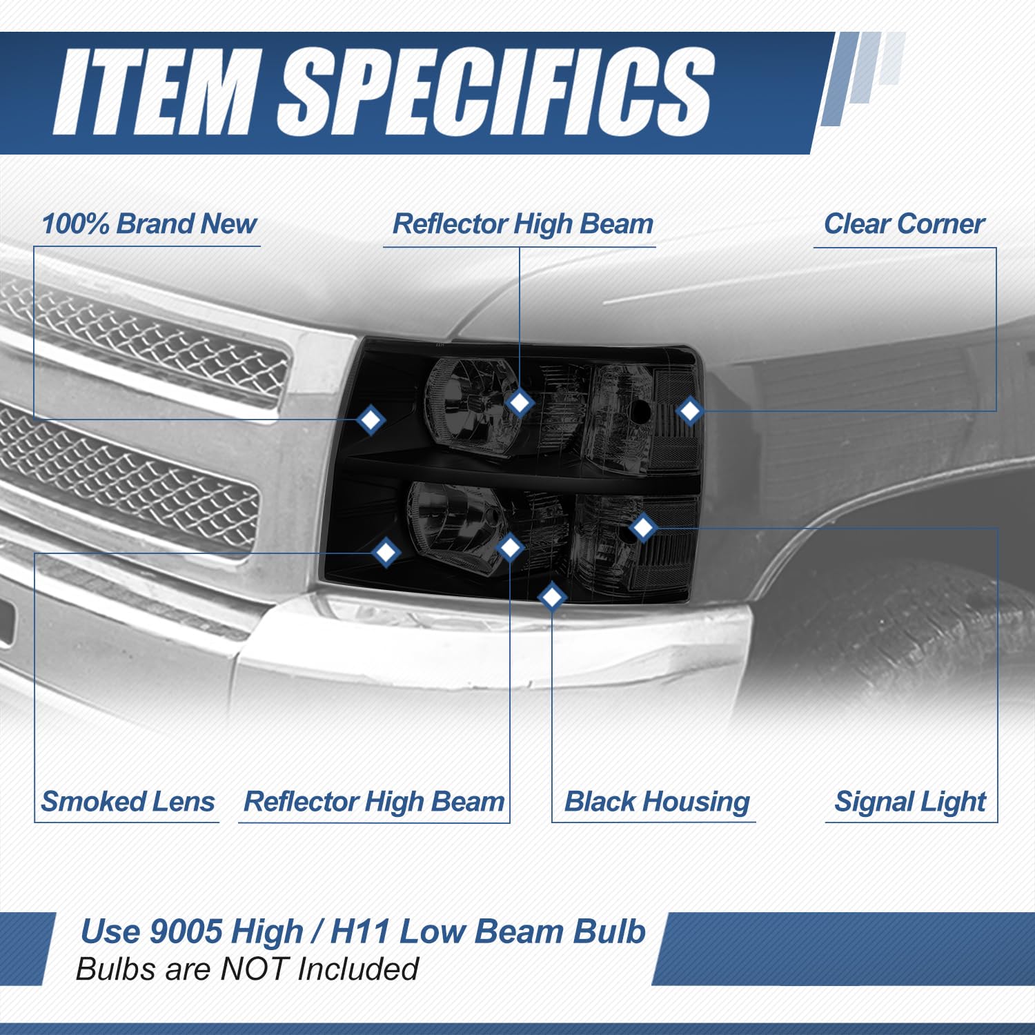Auto Dynasty Halogen Headlights Assembly Compatible With Chevy Silverado 1500 2500Hd 3500 Gmt900 2007 2008 2009 2010 2011 2012 2