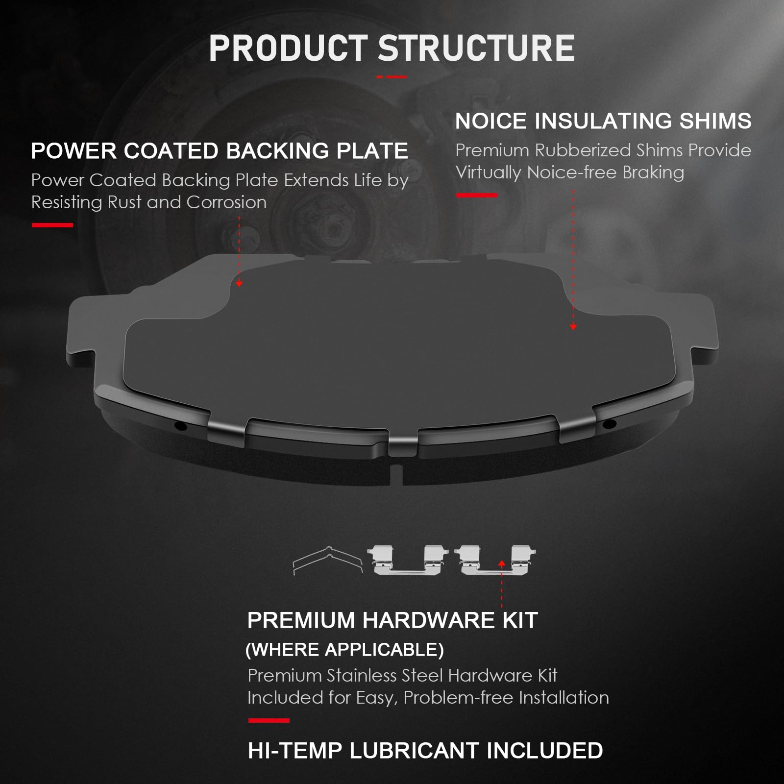 Cciyu D914 D537 Front & Rear Professional Ceramic Disc Pads Set Fit For 2013-2015 For Acura Ilx, 2003-2007 For Honda Accord, 201