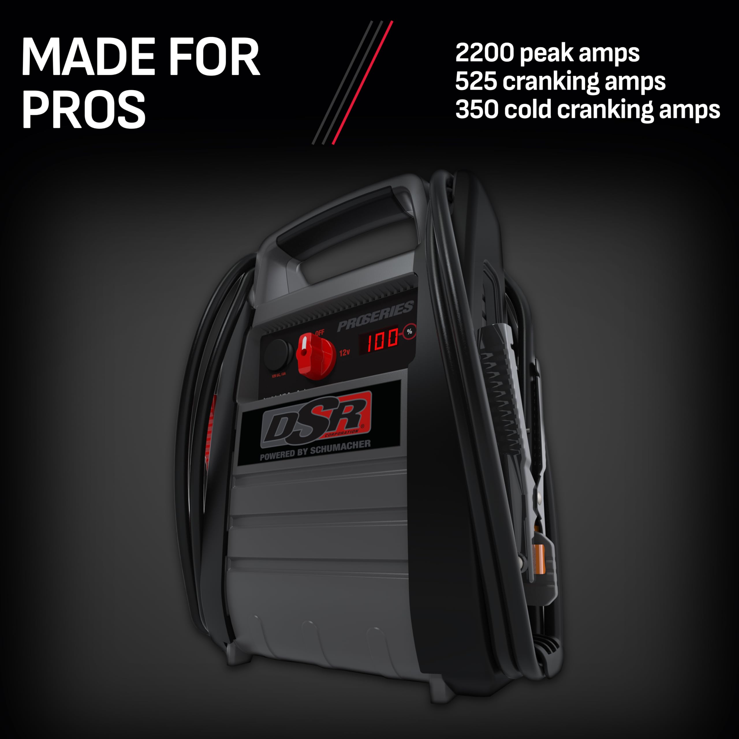 Schumacher Dsr116 Dsr Proseries Rechargeable Pro Jump Starter - 12V - Works With Gas And Diesel Vehicles - Includes Dc/Usb Power