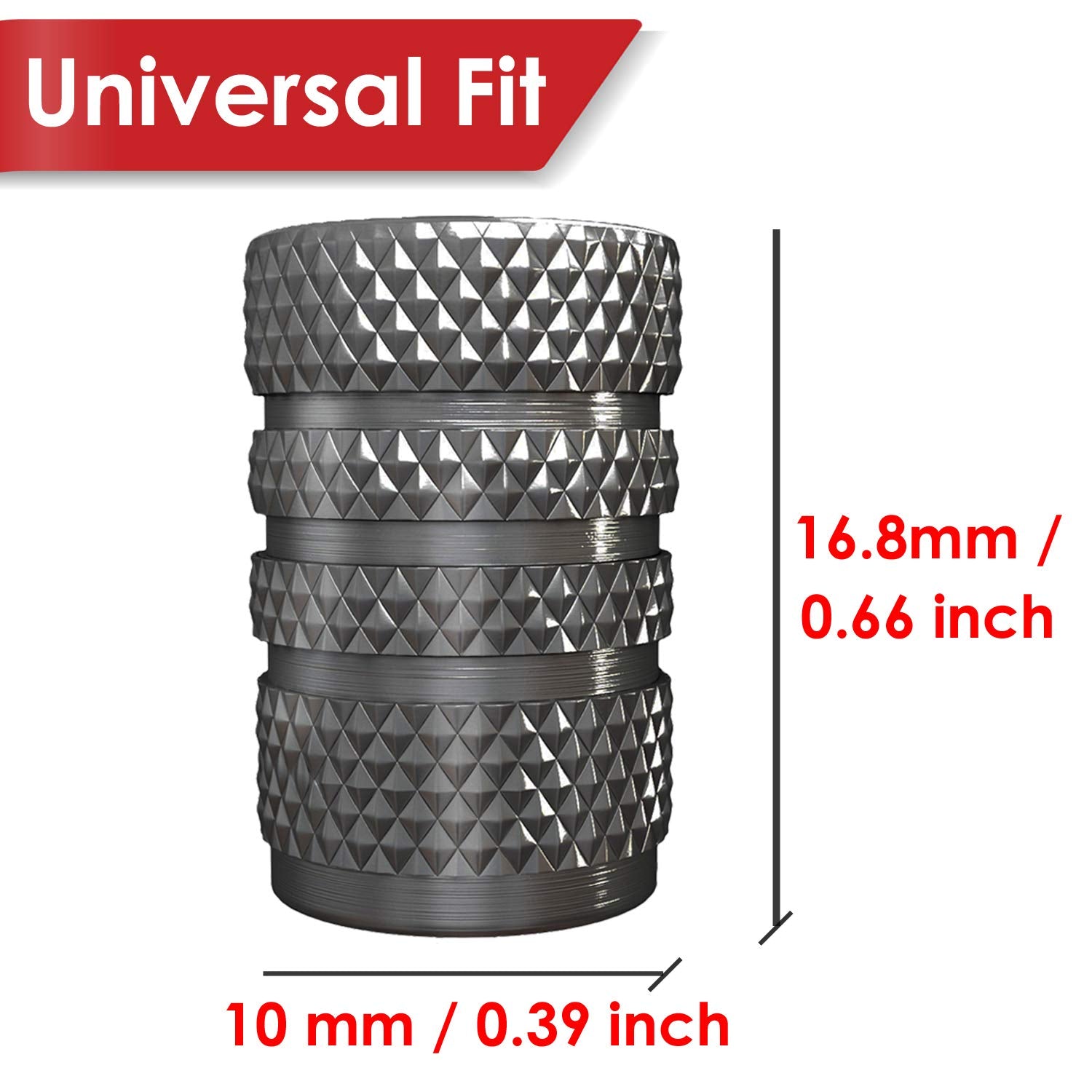 Samikiva (12 Pack) Aluminum Tire Valve Stem Caps, Metal With Rubber Ring, Dust Proof Cover Universal Fit For Cars, Suvs, Bike And Bicycle, Trucks, Motorcycles Metal (Gray (12 Pack))