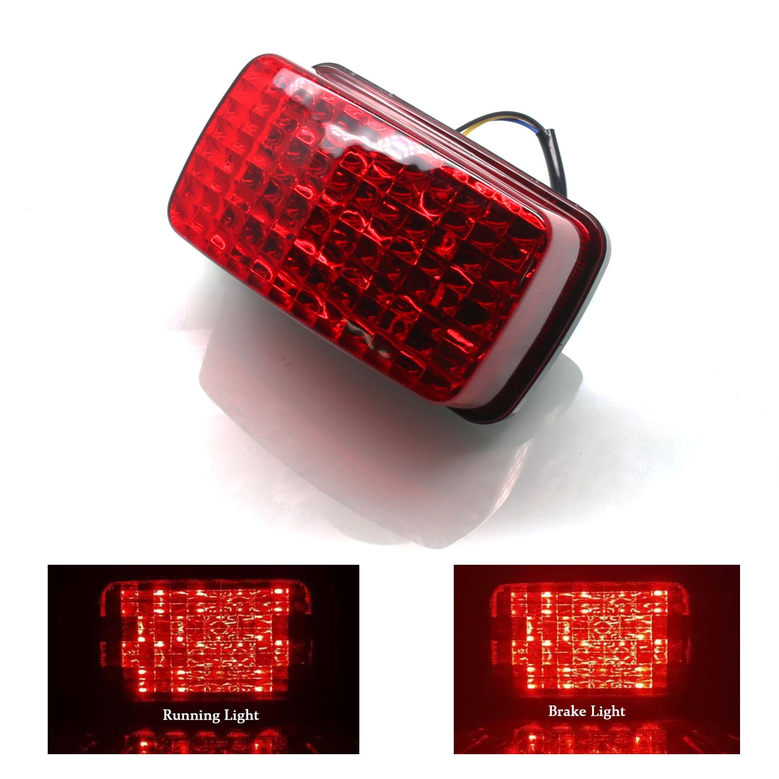 Mzs Atv Tail Light, Quad Taillight Led Brake Accessories Red Lens Compatible With Big Bear Bruin Grizzly Kodiak Rhino Viking Wol