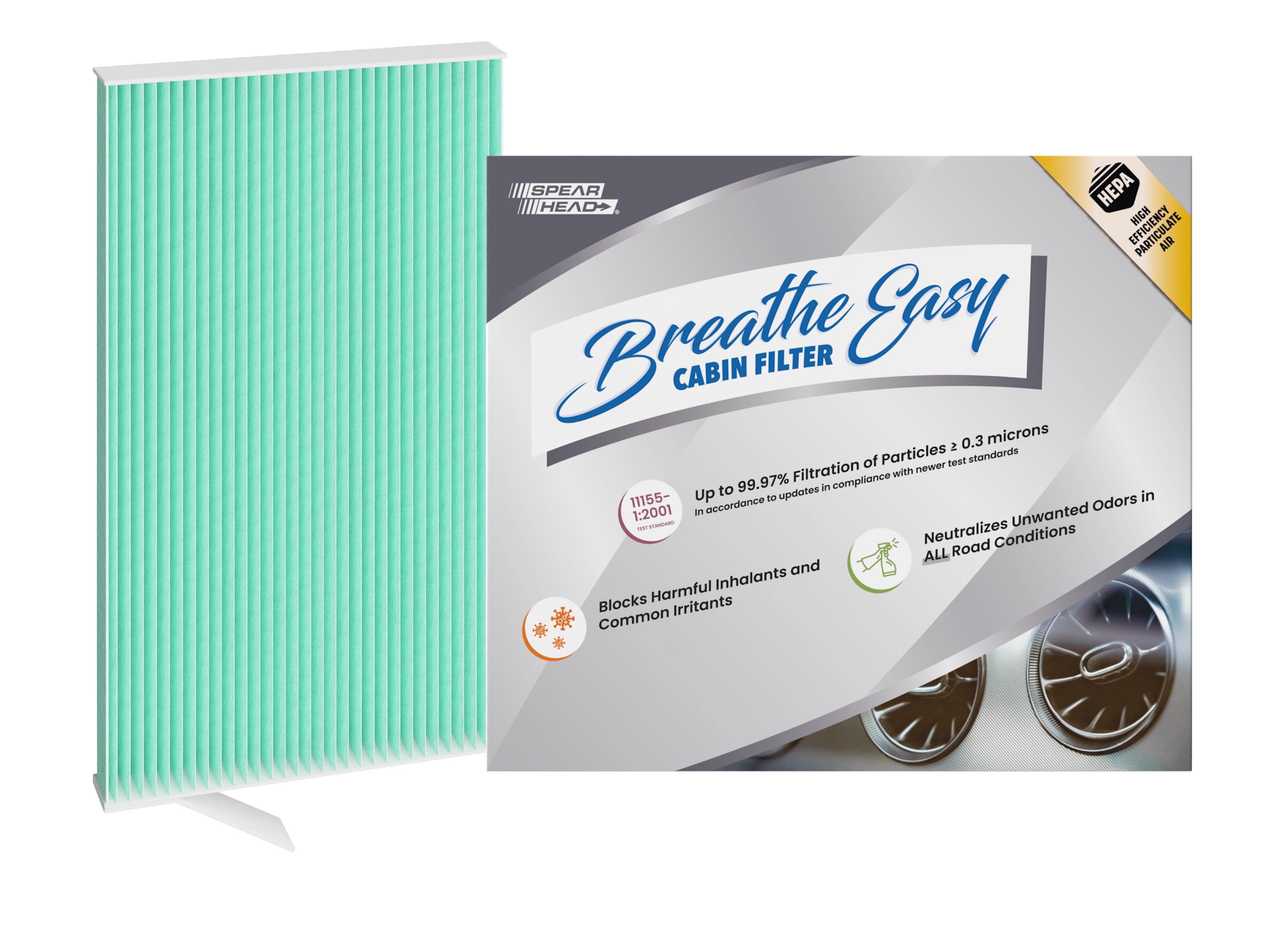 Spearhead Hepa Breathe Easy Cabin Filter, Up To 99.97% Filtration Of 0.3 Micron Particles W/No Airflow Reduction (Be-177H)