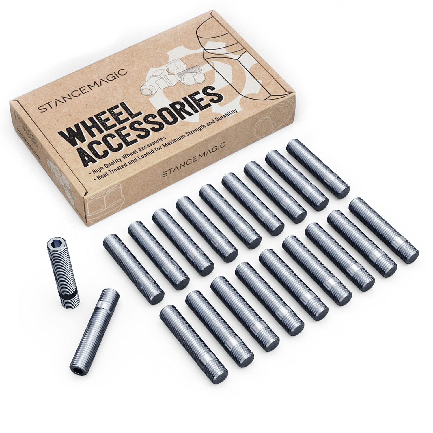 20Pcs Extended Silver Wheel Stud Conversion - 12X1.5 To 12X1.5, 60Mm Total Length, 44Mm Shank Length - Compatible With Bmw 1 3 5 Series (Ensure Vehicle Uses 12X1.5 Bolts) Screw Adapter