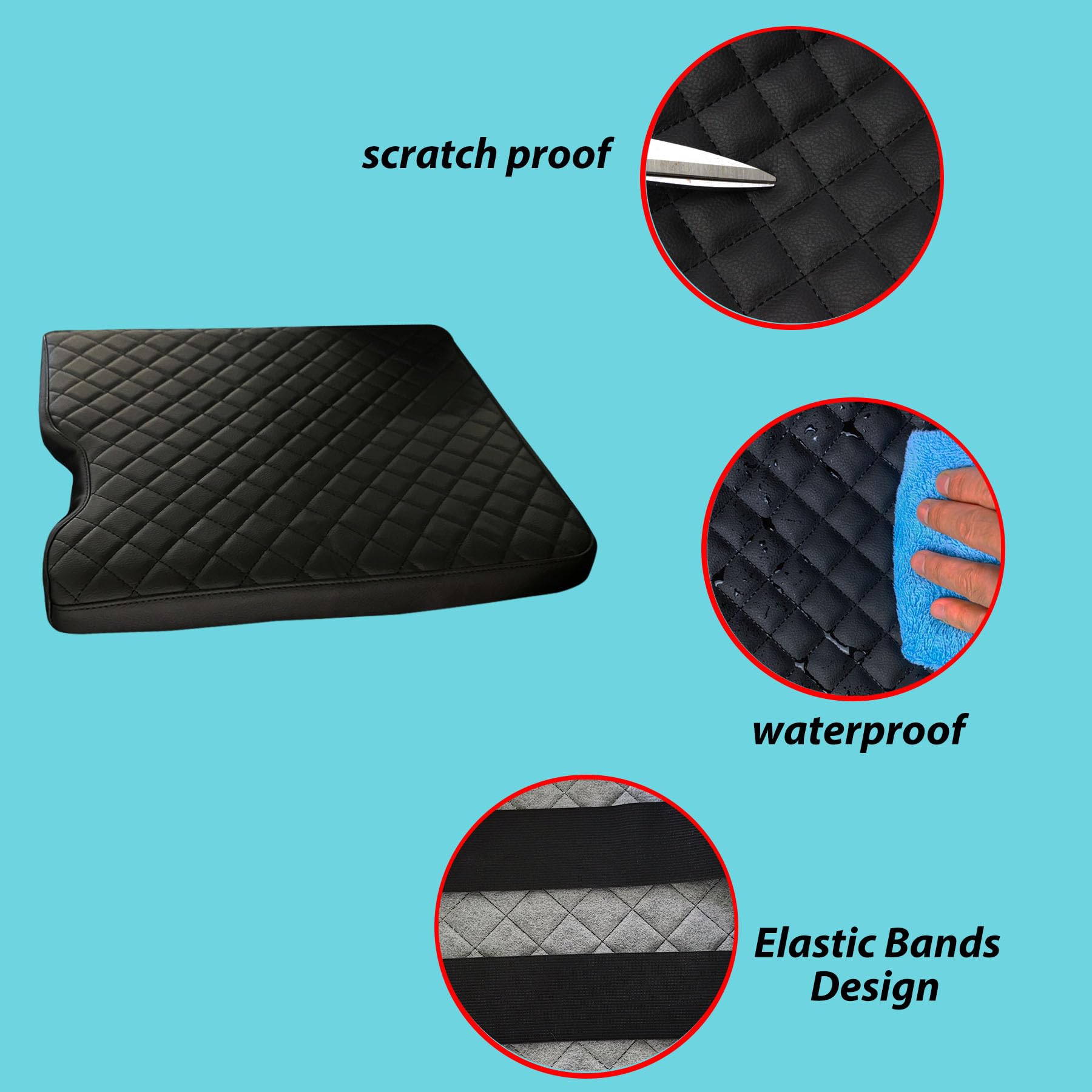 Zxiaochun Center Console Cover For Ford F150 2015-2024/F250 F350 F450 2017-2024 Leather Arm Rest Box Lid Middle Console Cover Ar