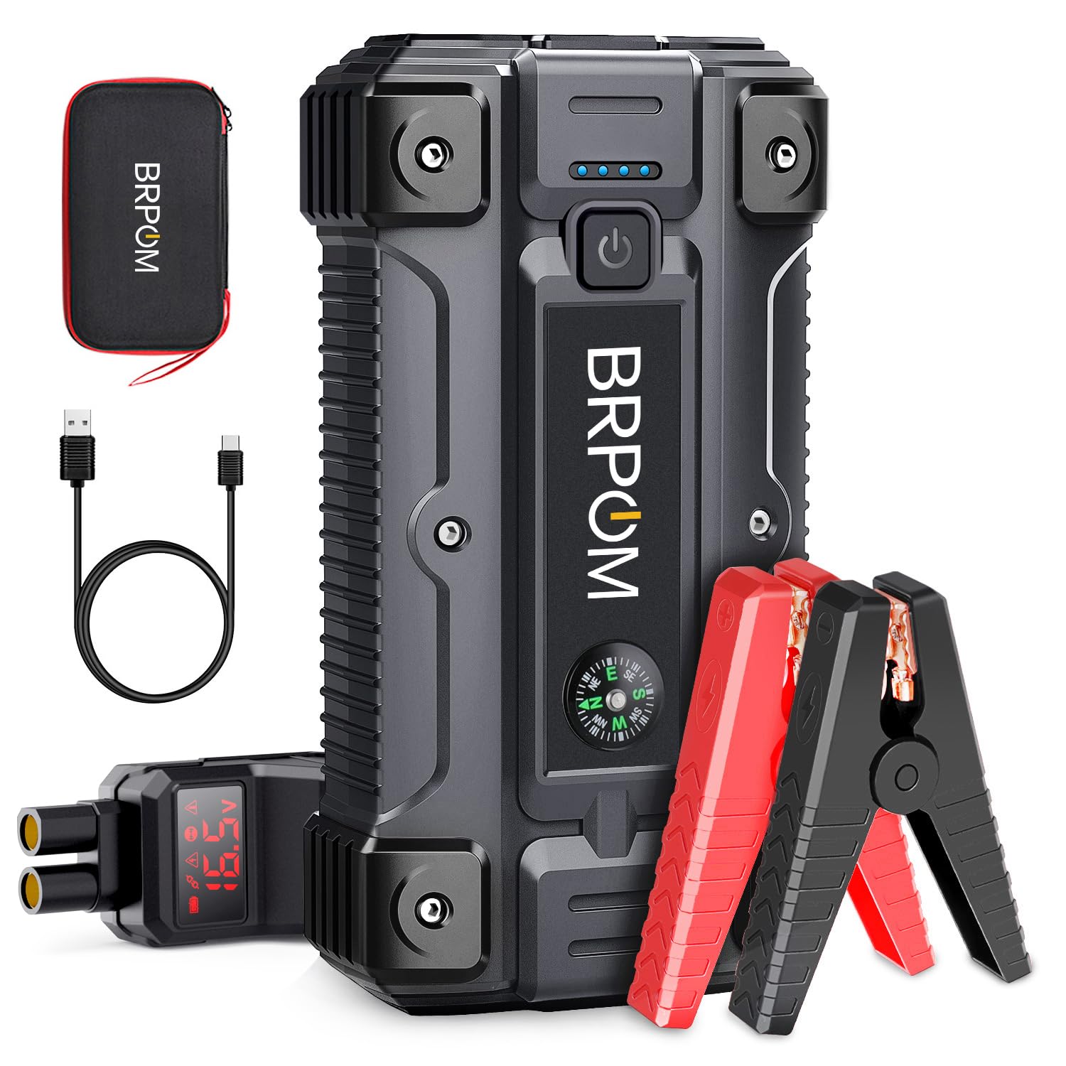 Brpom Car Jump Starter, 4000A Peak 23800Mah (Up To 10.0L Gas Or 8.0L Diesel Engine, 50 Times) 12V Auto Booster Battery Charger J