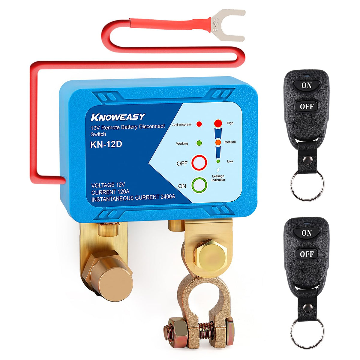 Knoweasy Car Remote Battery Disconnect Switch 12V 120A Automatic Power Shut Off Switch with Manual Contro Perfect for Car, Boat,