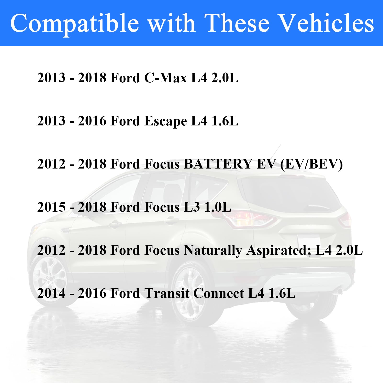 Zzcsz 603-382 603382 Front Engine Coolant Reservoir Tank Replacement Compatible With Ford 2013 - 2018 C-Max | 2013 - 2016 Escape | 2012 - 2018 Focus | 2014 - 2016 Transit Connect Vehicles
