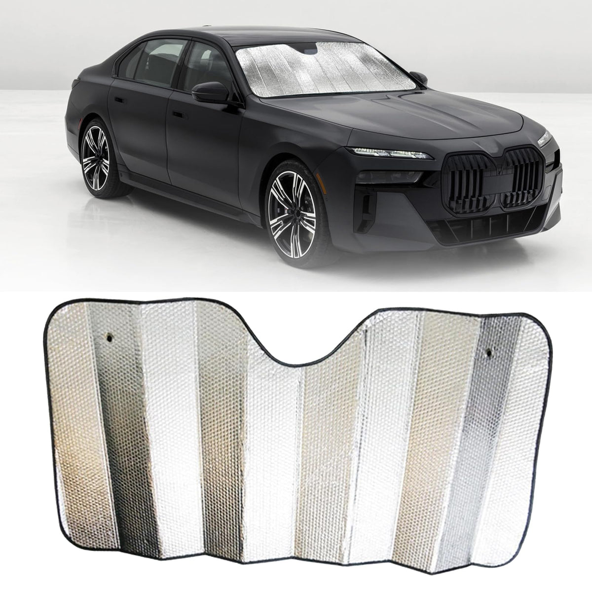 MOXRUQ Sun Shade for Car Windshield, Foldable Reflective Front Windshield Sunshade, 55'' x 28'' Aluminum Foil Insulation Sun Pro