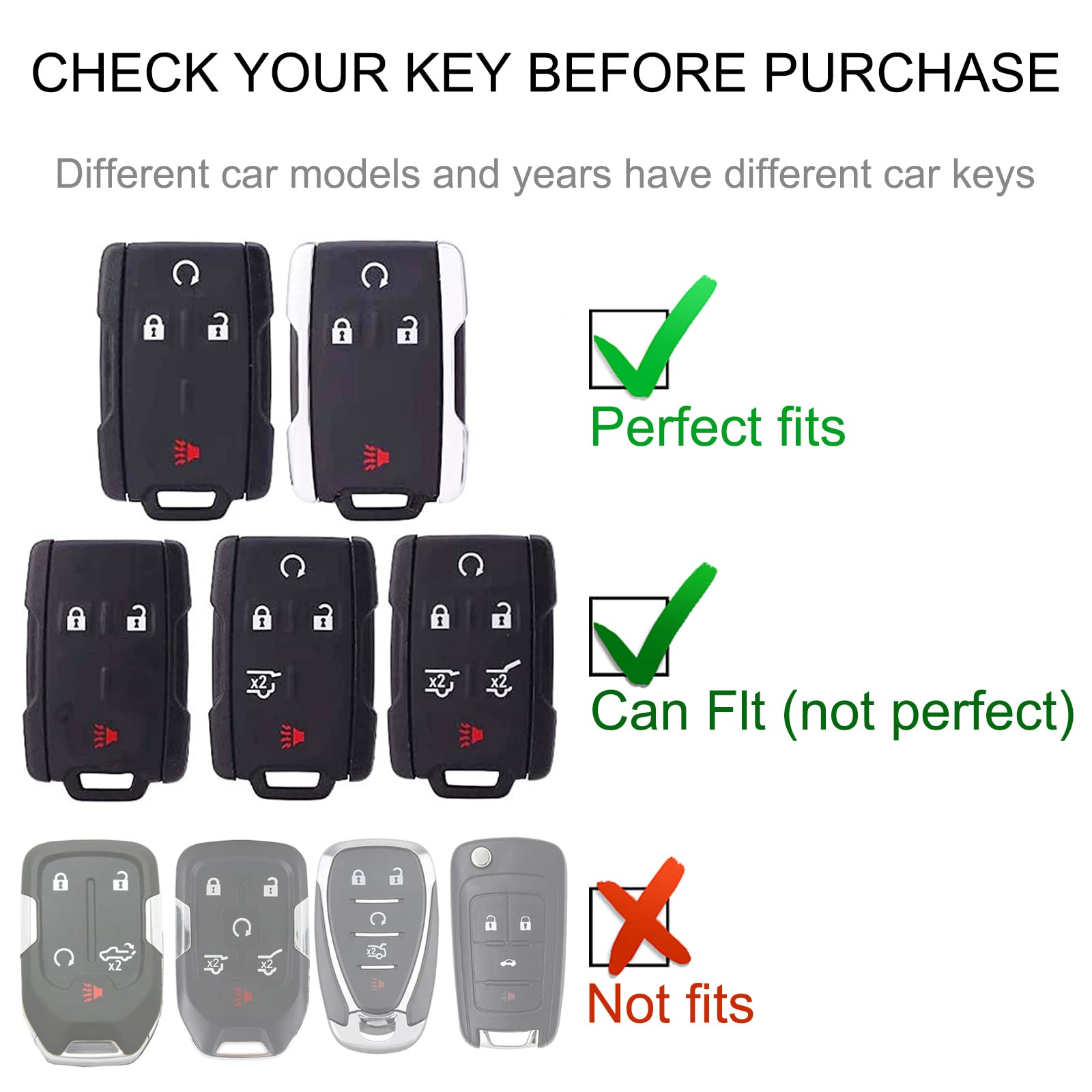 CACARLIKE for Chevy Silverado Key Fob Cover with Leather Lanyard, Car Key Fob Case Compatible with Chevrolet Chevy Silverado Sub