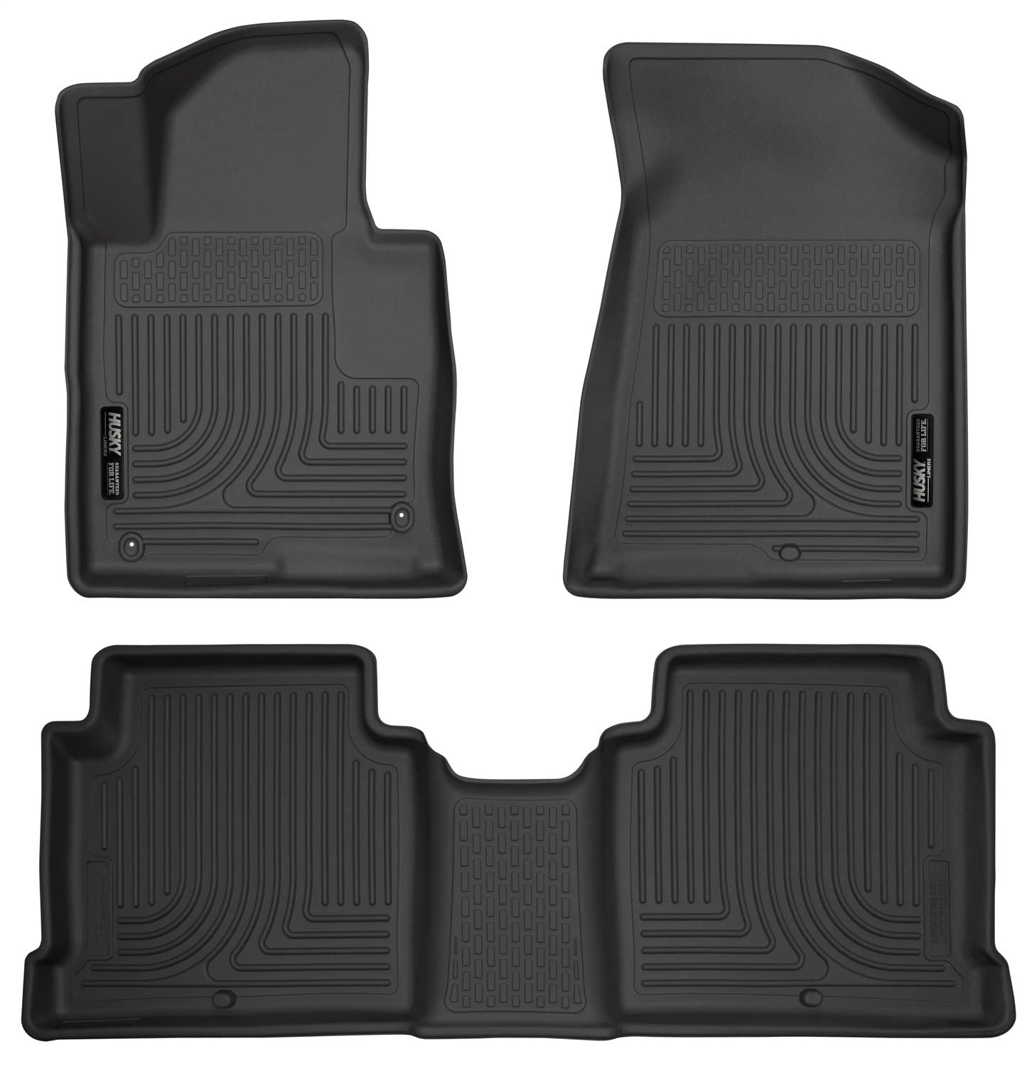 Husky Liners Weatherbeater Floor Mats | Fits 2015-2019 Hyundai Sonata (Excludes Hybrid); 2016-2020 Kia Optima | Front & 2Nd Row, 3-Pc Black - 99631