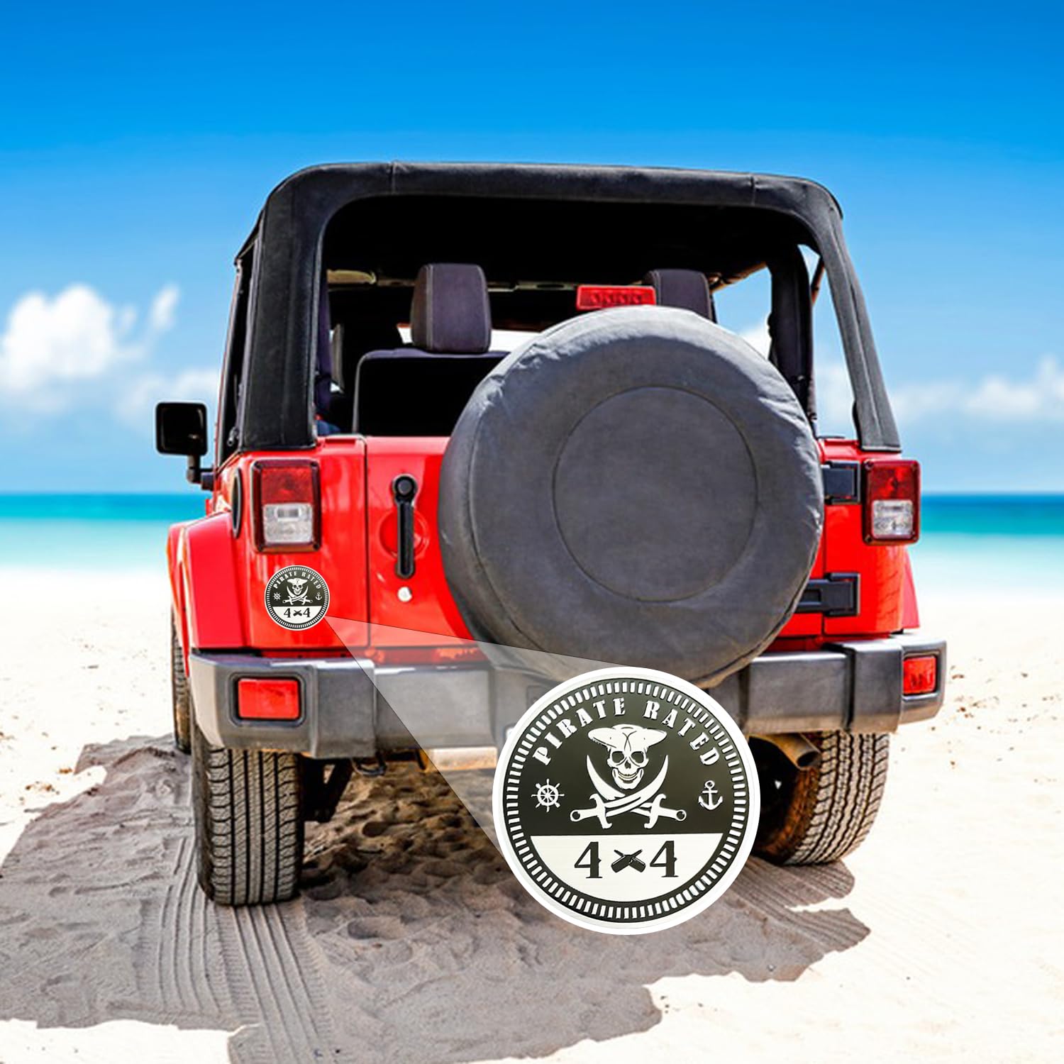 2 PCS Pirate Badge Rated Car Emblem, 4 x 4 Metal Automotive Badge, 3D Round Metal Car Badges Emblems, Car Badge Decals Stickers