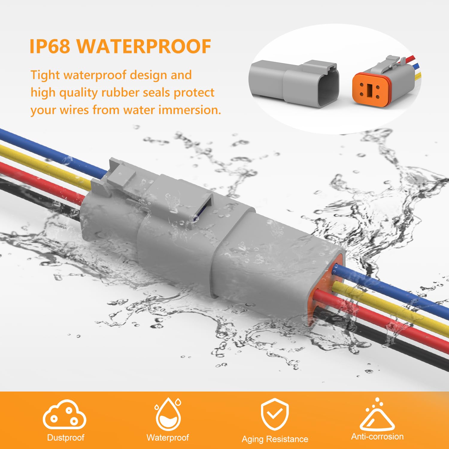 Newdeli Deutsch 4 Pin Connector Kit Waterproof Electrical Connector 16 Awg Male And Female Automotive Wire Connectors For Car Tr