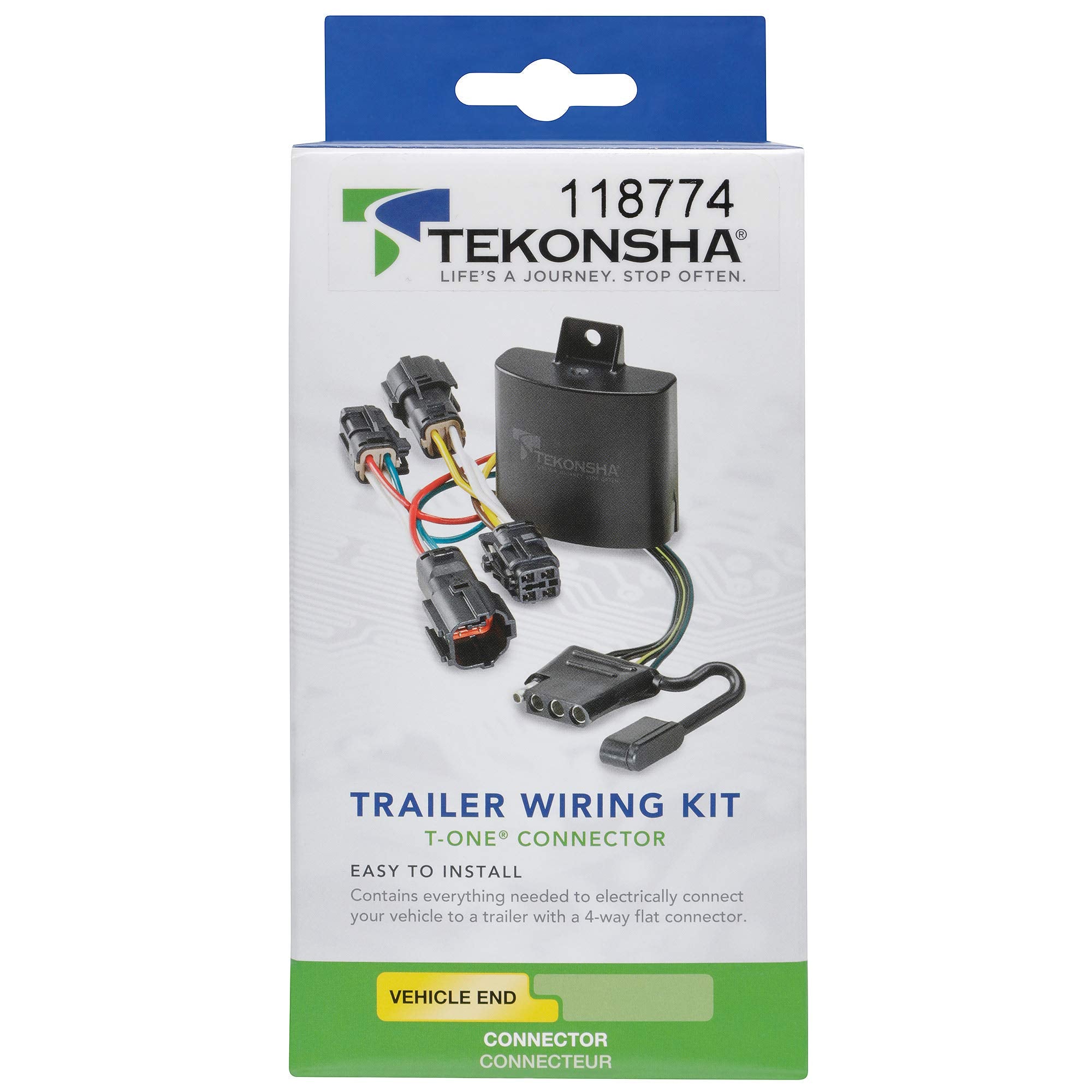 Tekonsha T-One® T-Connector Harness, 4-Way Flat, Compatible With Select Volvo Xc70 Black