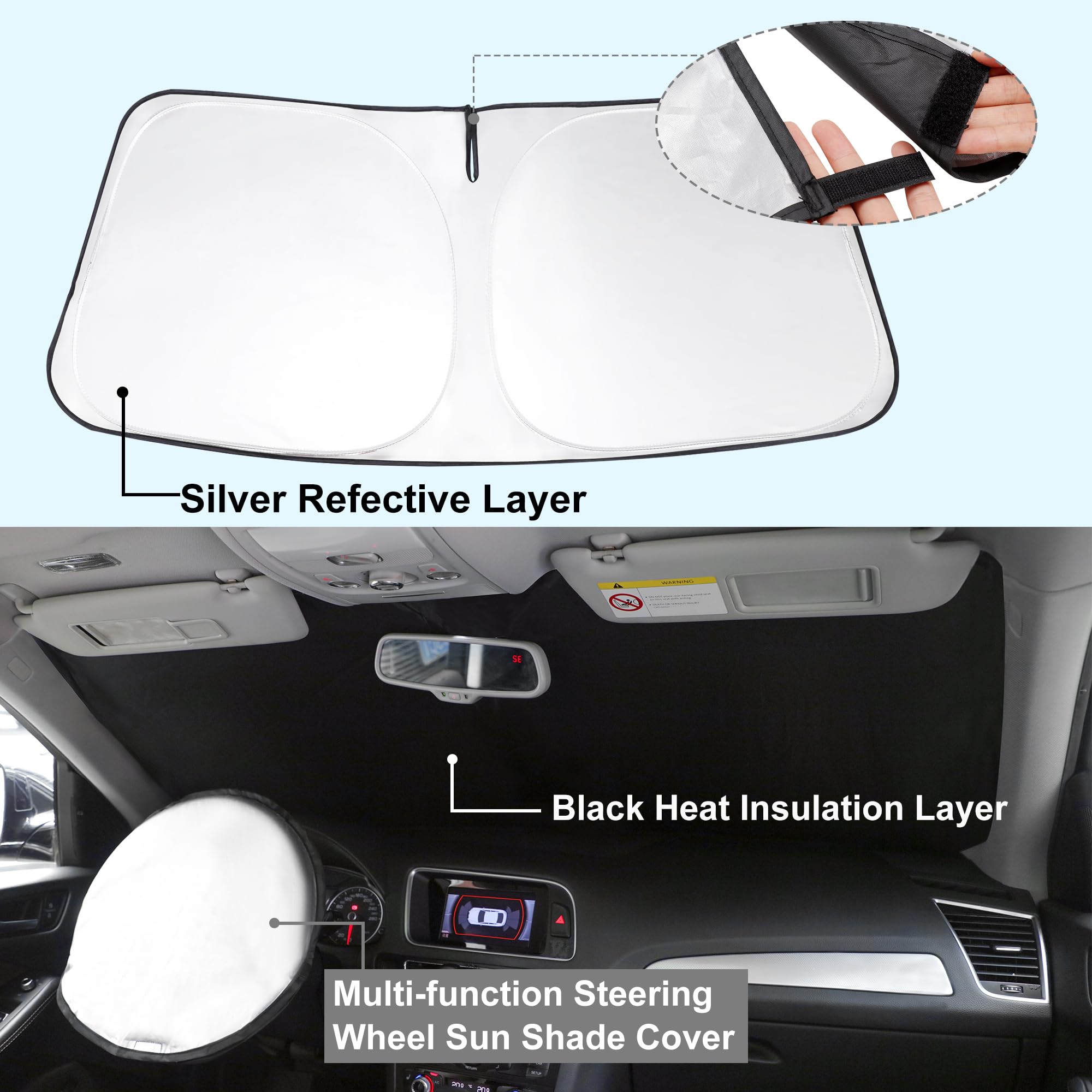Yycke Windshield Sun Shade Accessories Compatible With 2016-2024 2025 Xc90 For Volvo Foldable Sunshade Sun Visor Blocks Uv