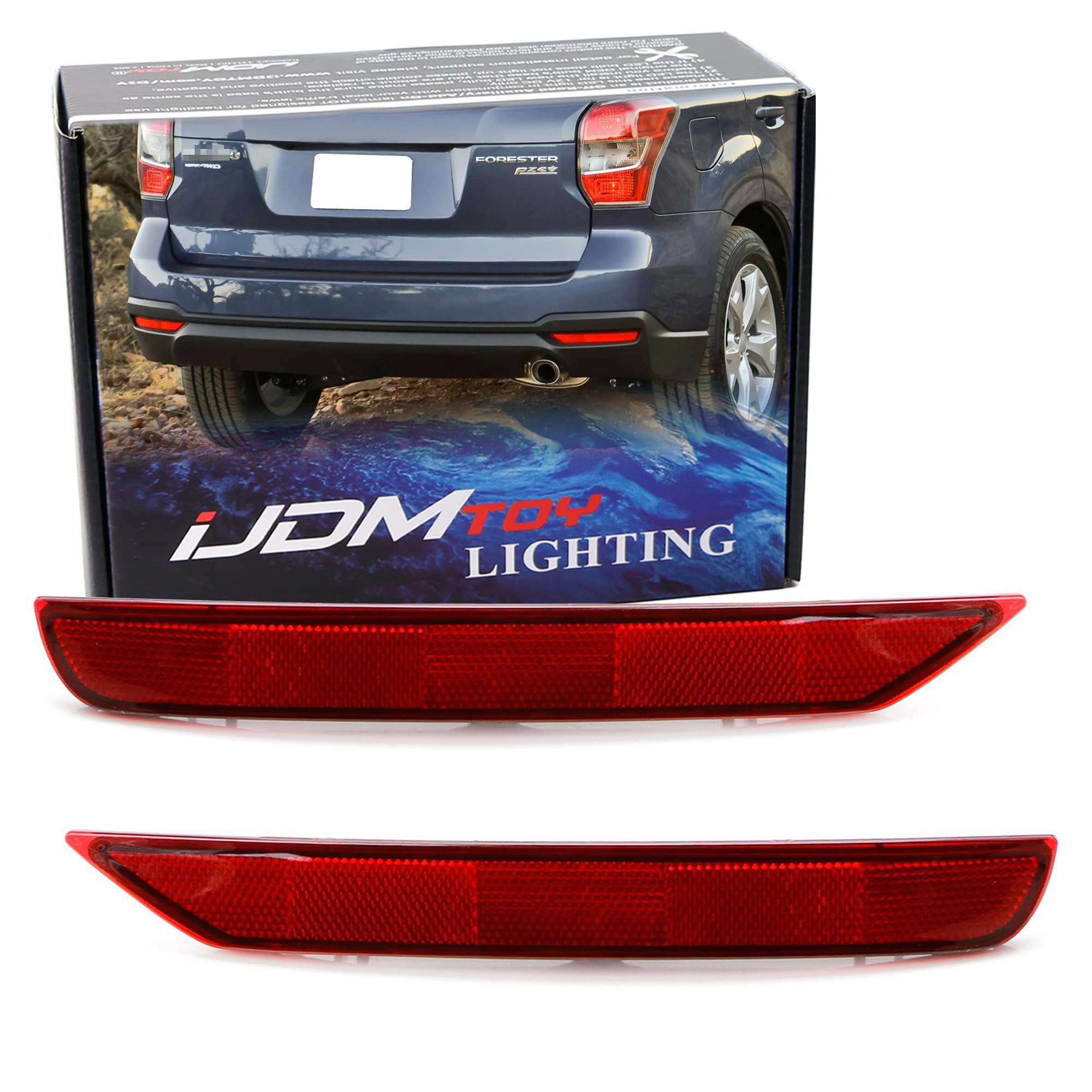 Ijdmtoy Red Lens Rear Bumper Reflector Lenses Compatible With 2009-2018 Subaru Forester, Oe-Spec Lh Rh Assembly