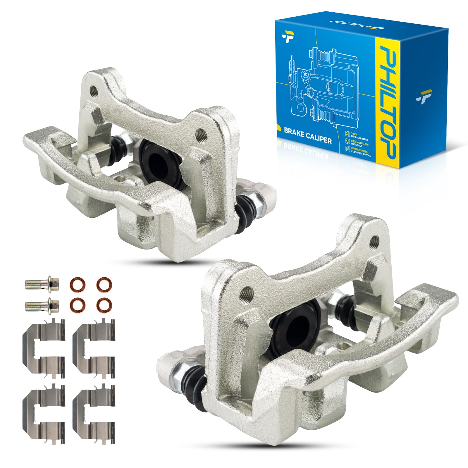 Philtop 19B6456 19B6457 Rear Disc Brake Caliper Assembly Fit For Optima 2011-2015, Sonata 2011-2015, Pair Set Of 2 Rear Driver A