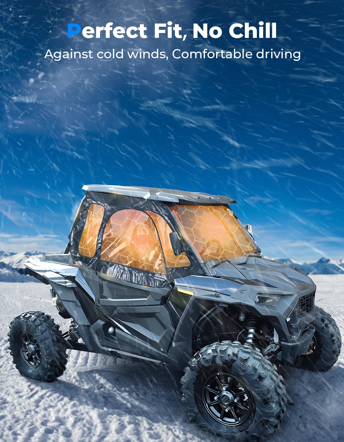 KEMIMOTO Soft Upper Doors Fit with Side Mirrors and Windshields, Compatible with Polaris RZR XP 1000 / XP Turbo 2014-2023 UTV Ca