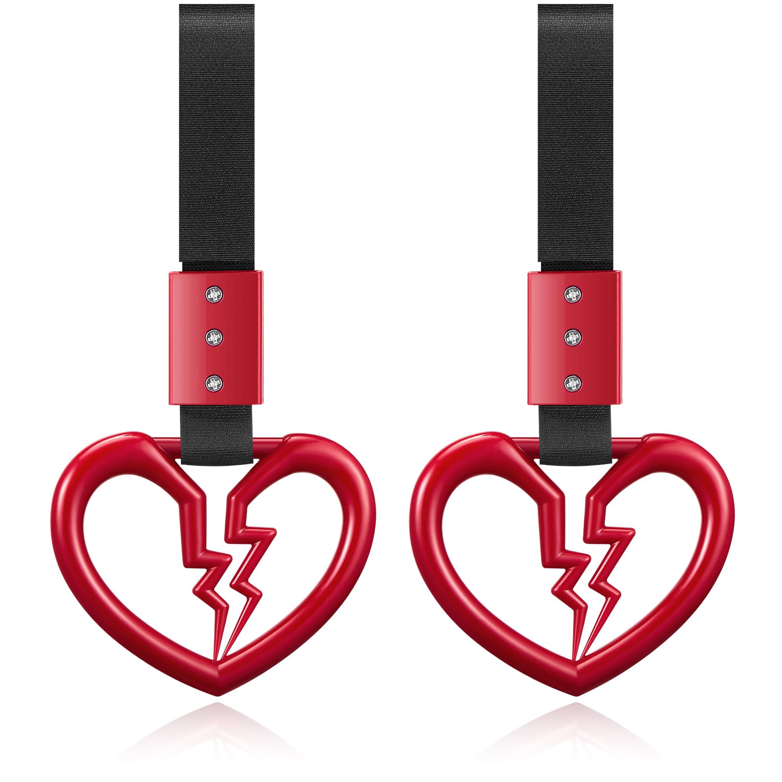 Fabbay 2 Pieces Heart Handle Keychains Car Accessory Heart Hand Strap Drift Charm For Car Interior Exterior Decoration (Red,Hear