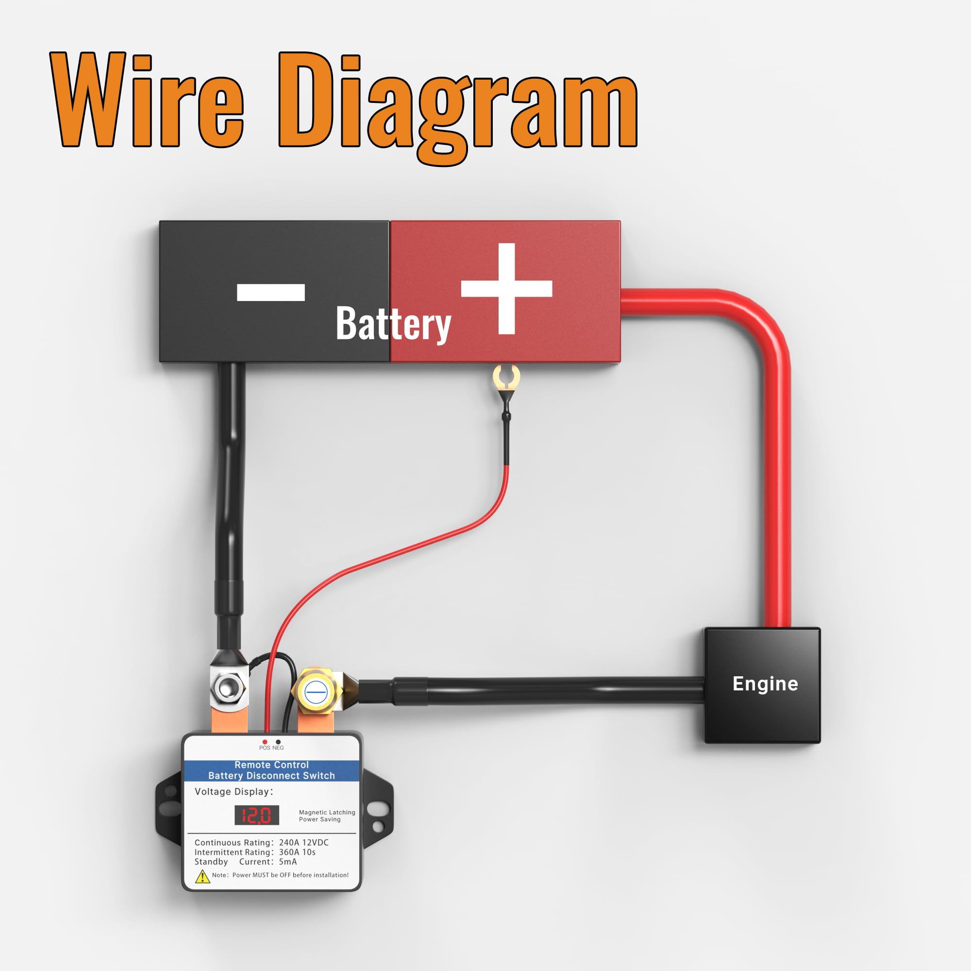 Joinfworld Kill Switch For Car 12V 360A Remote Battery Disconnect Switch With Led Voltmeter Smart Anti-Theft Remote Control Swit