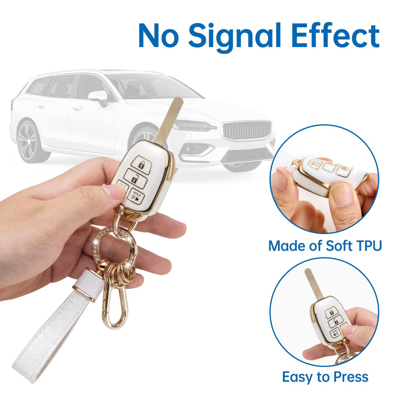 Cacarlike Toyota Fob Cover With Keychain, Car Fob Case Compatible With 2018-2024 Highlander Rav4 Camry Avalon C-Hr Corolla Gt86