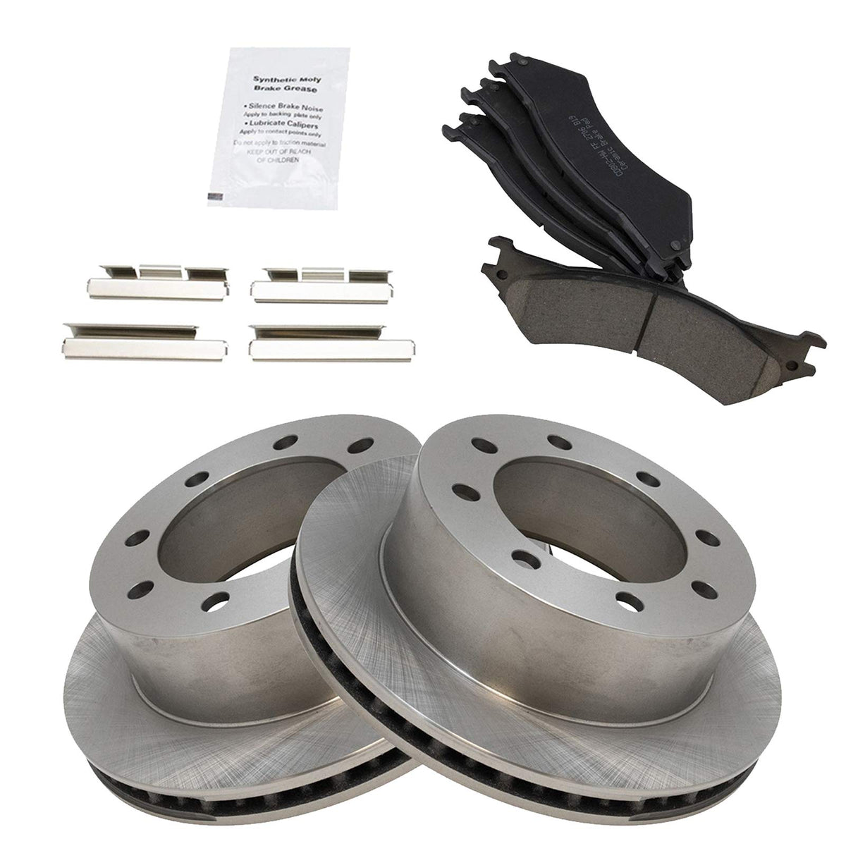 Trq Rear Brake Pad & Rotor Kit Brake Pads Brake Rotor Ceramic Compatible With 2003-2007 Ford E-250 1999-2002 E-250 Econoline