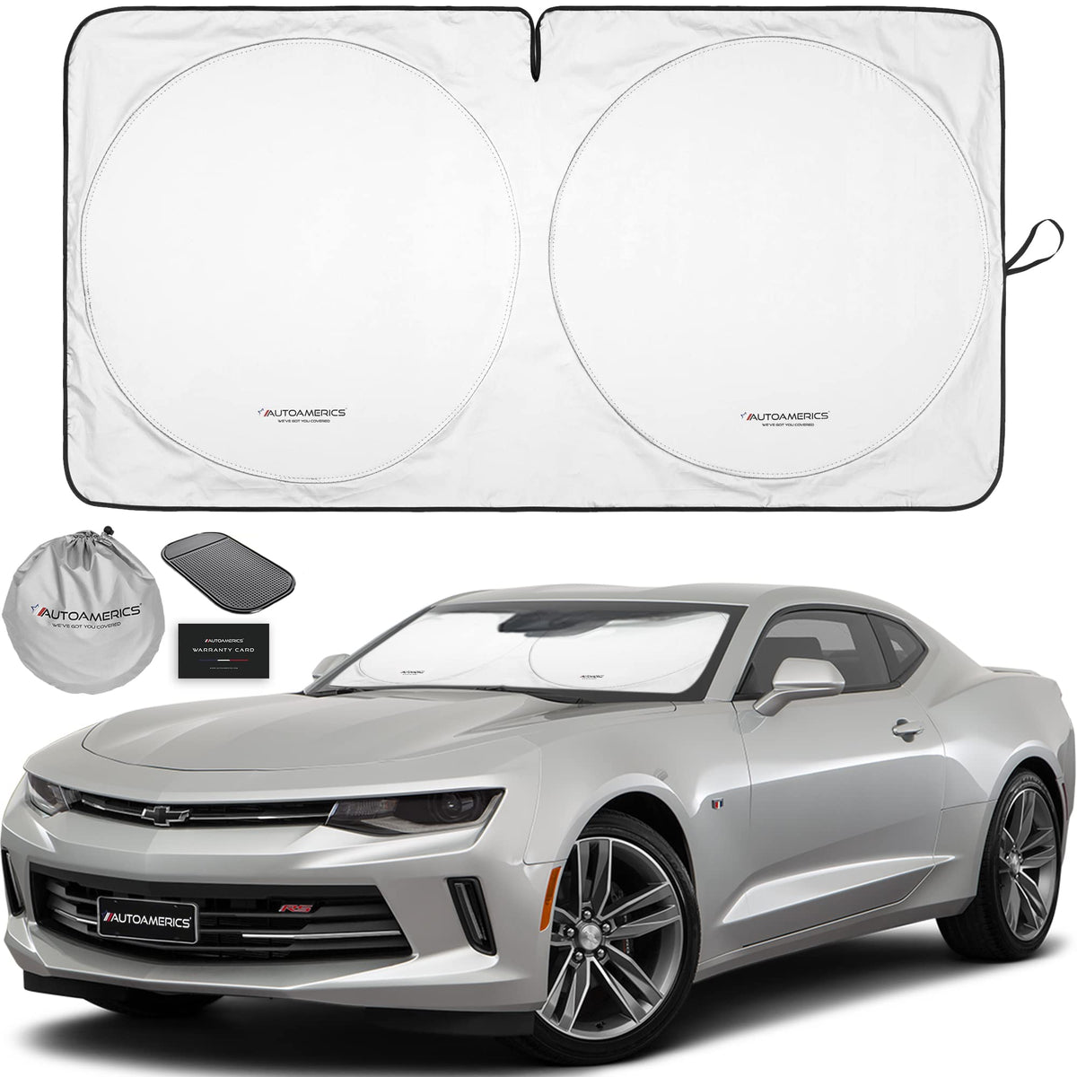 Autoamerics 1-Piece Windshield Sun Shade Foldable Car Front Window Sunshade For Most Sports Cars Suv Truck - Best Heat Shield Re
