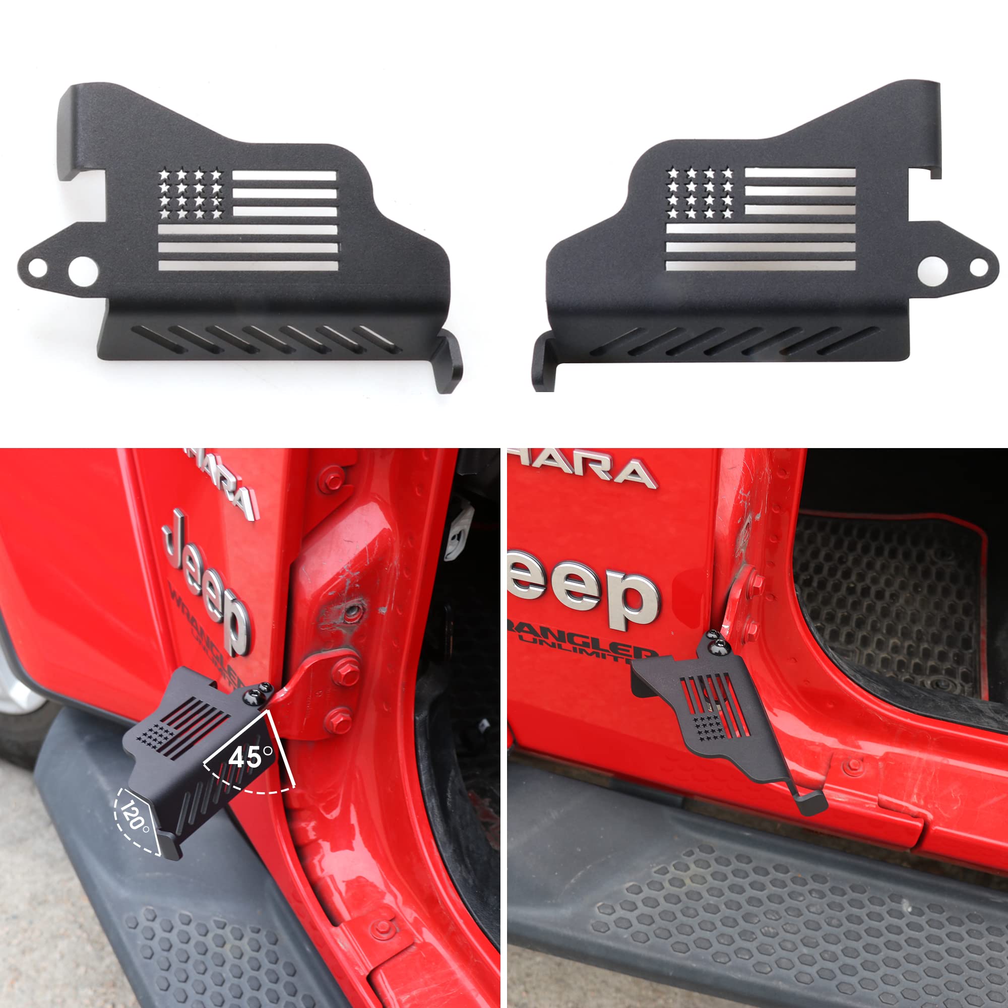 Upgrade Door Hinge Foot Pegs For Jeep Wrangler, Sukemichi Black Steel Exterior Foot Peg Rest Pedals For 2007-2024 Jeep Wrangler 