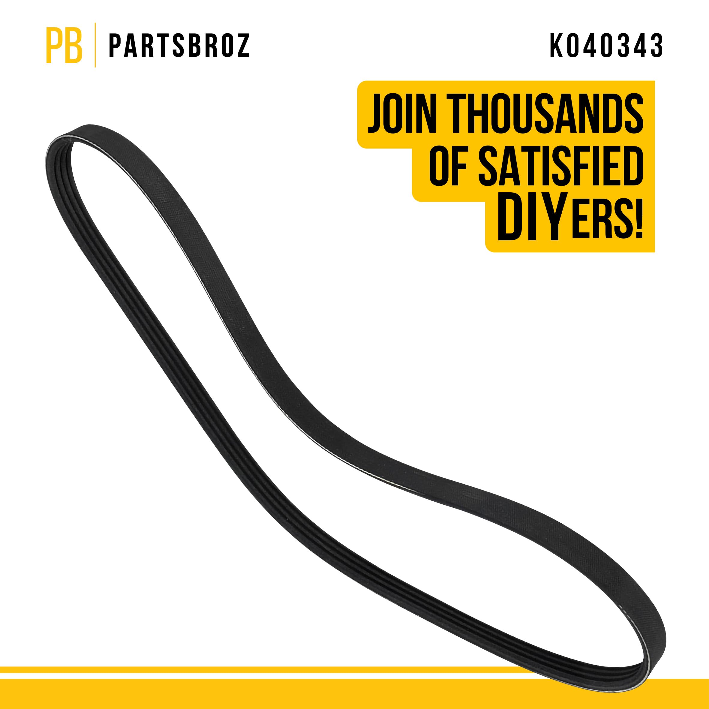 Partsbroz K040343 Micro-V Serpentine Drive Belt - Compatible With Gates Dayco Bando Acdelco Goodyear Continental Masterpro - Rep