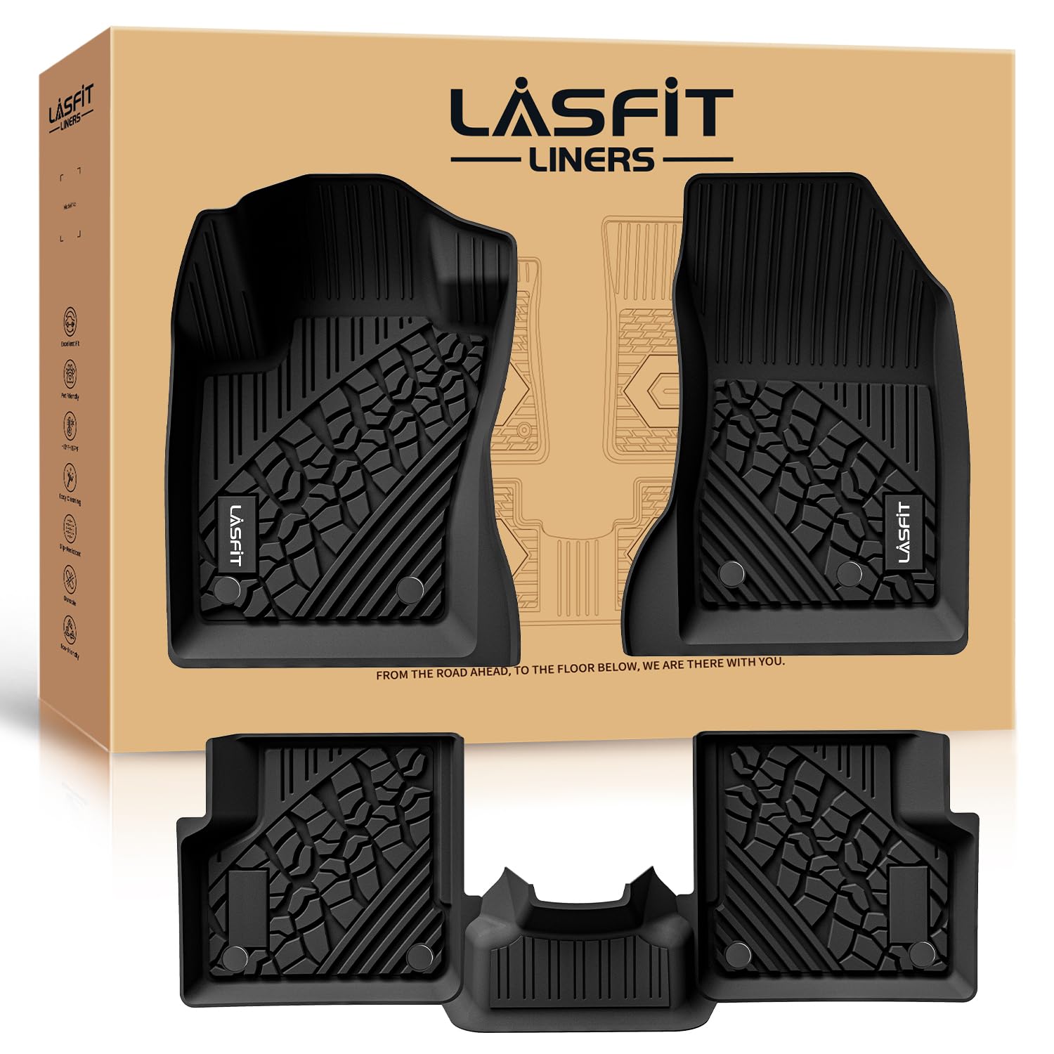 Lasfit Floor Mats For Jeep Renegade 2015-2023 All Weather Tpe Custom Fit Car Mats Floor Liners 1St & 2Nd Row, Black
