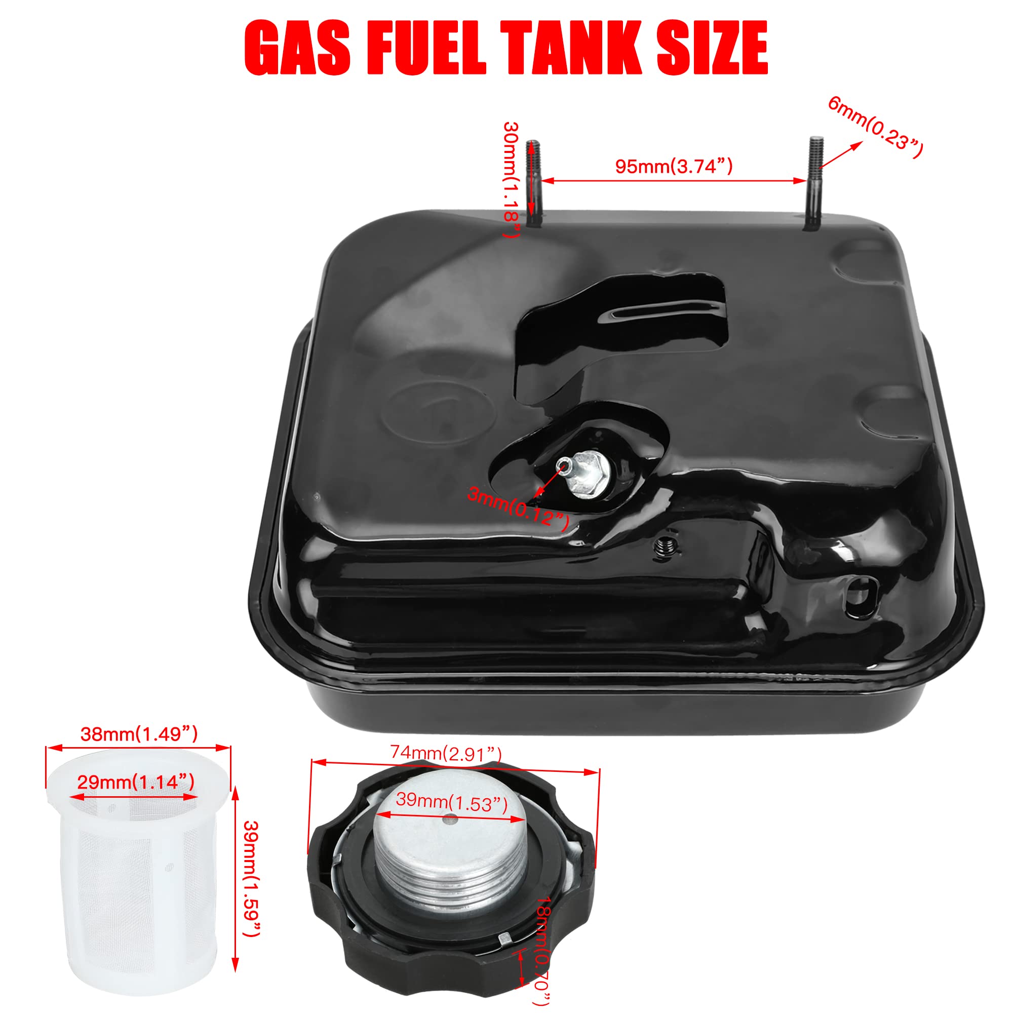 Grehua Upgrade Gas Fuel Tank With Fuel Level Gauge For Predator 212Cc 196Cc 6.5Hp Gx160 Gx200 Baja Warrior Mb165 Mb200 Coleman Ct200U Bt200X Kt196 Hammerhead 80T Go Kart Engine Mini Bike Parts Black