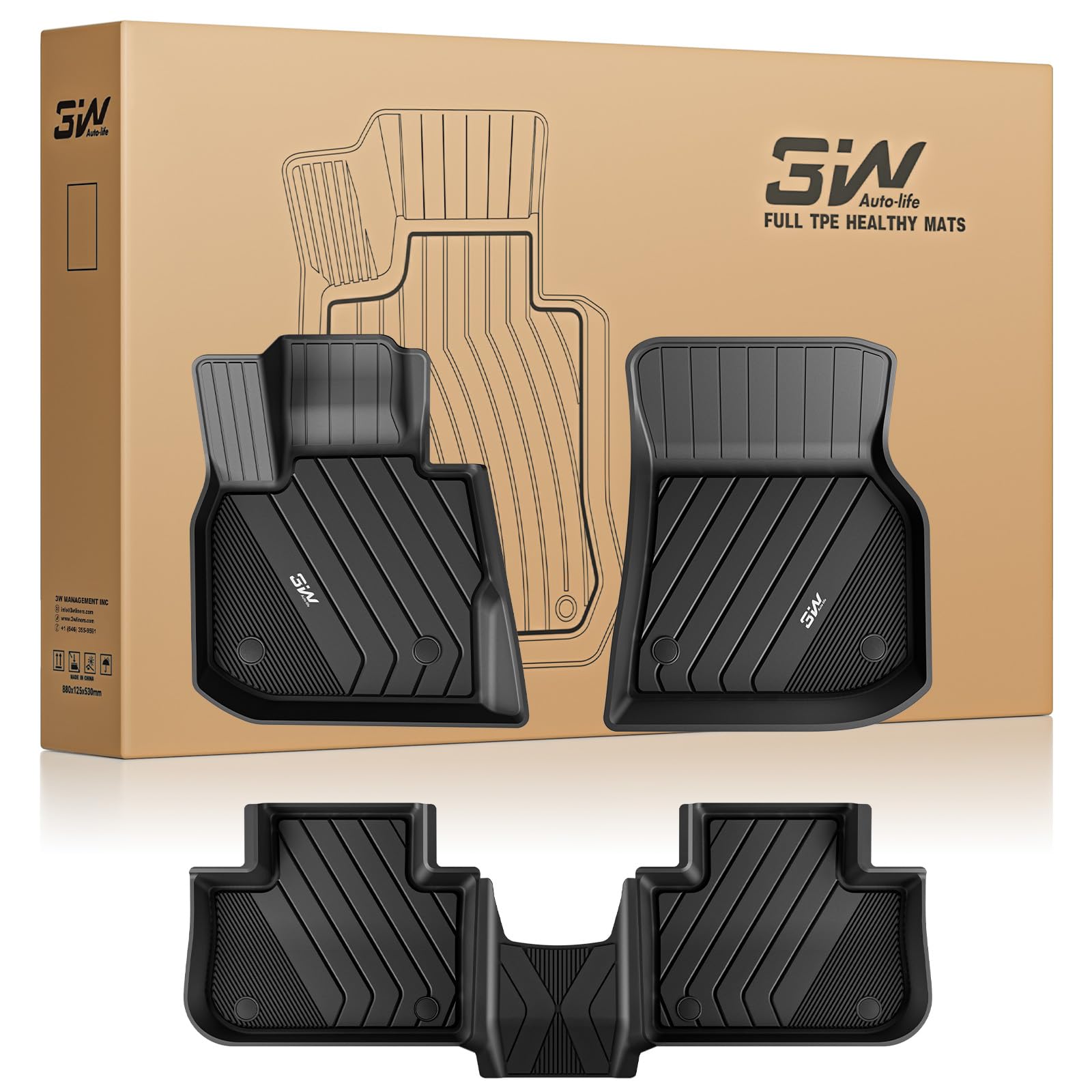 3W Floor Mats Compatible For Bmw X5 2019-2024 2025, Tpe All Weather Custom Fit Floor Liner For Bmw X5 40I 50I 45E M50Im 1St&2Nd