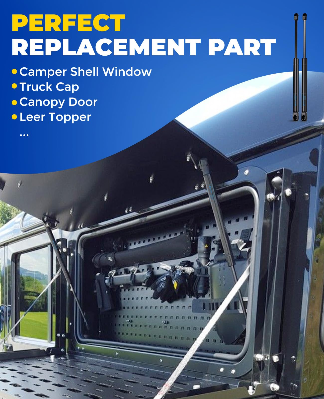 Arana C16-23873A Gas Struts 15 Inch 40Lb Shocks 15'' 40 Pound Gas Spring Lift Support For Leer Camper Shell A.R.E Truck Cap Wind