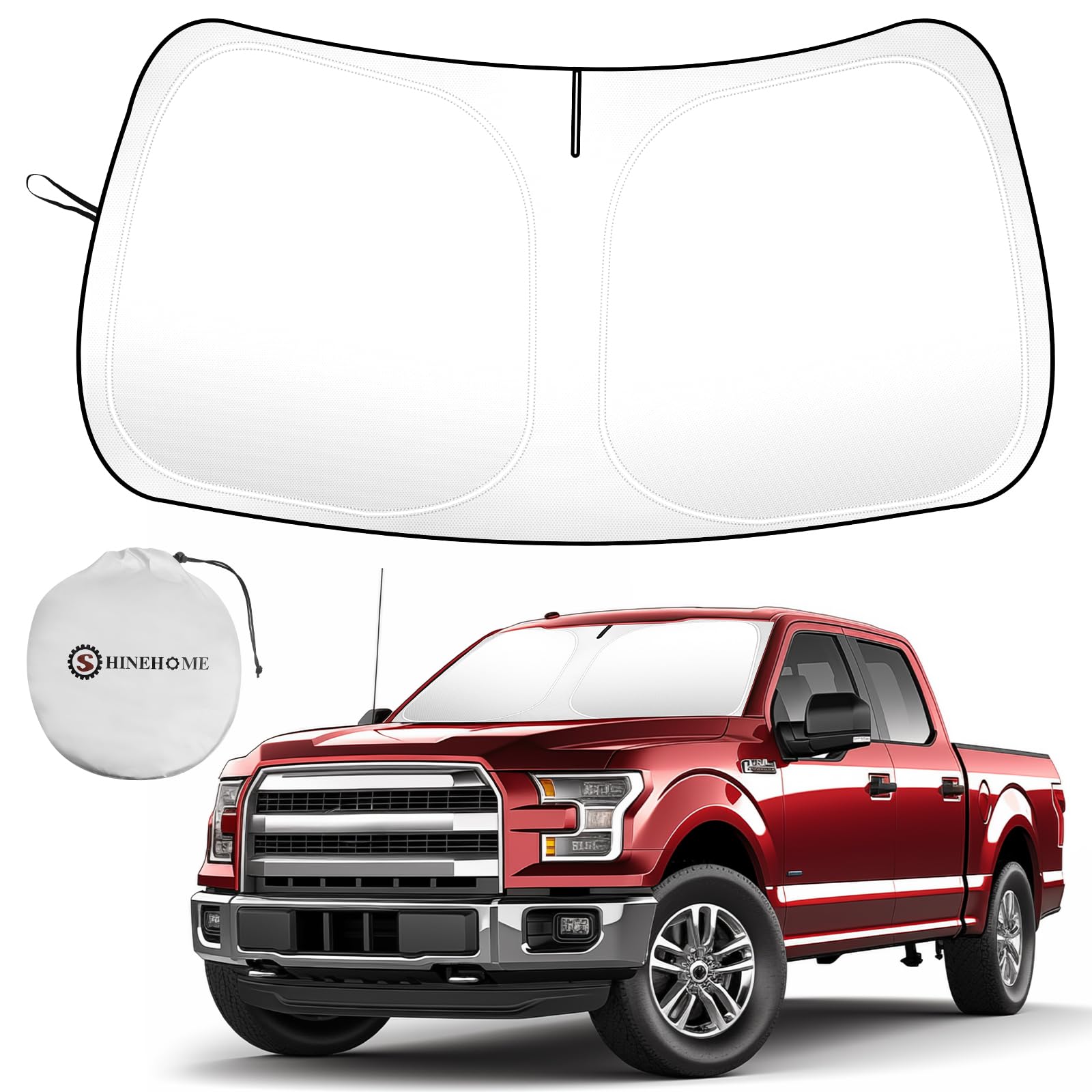 Shinehome Car Windshield Sun Shade Compatible With 2015-2020 Ford F150 Lariat, King Ranch, Platinum, Xl Xlt Limited Raptor Acces