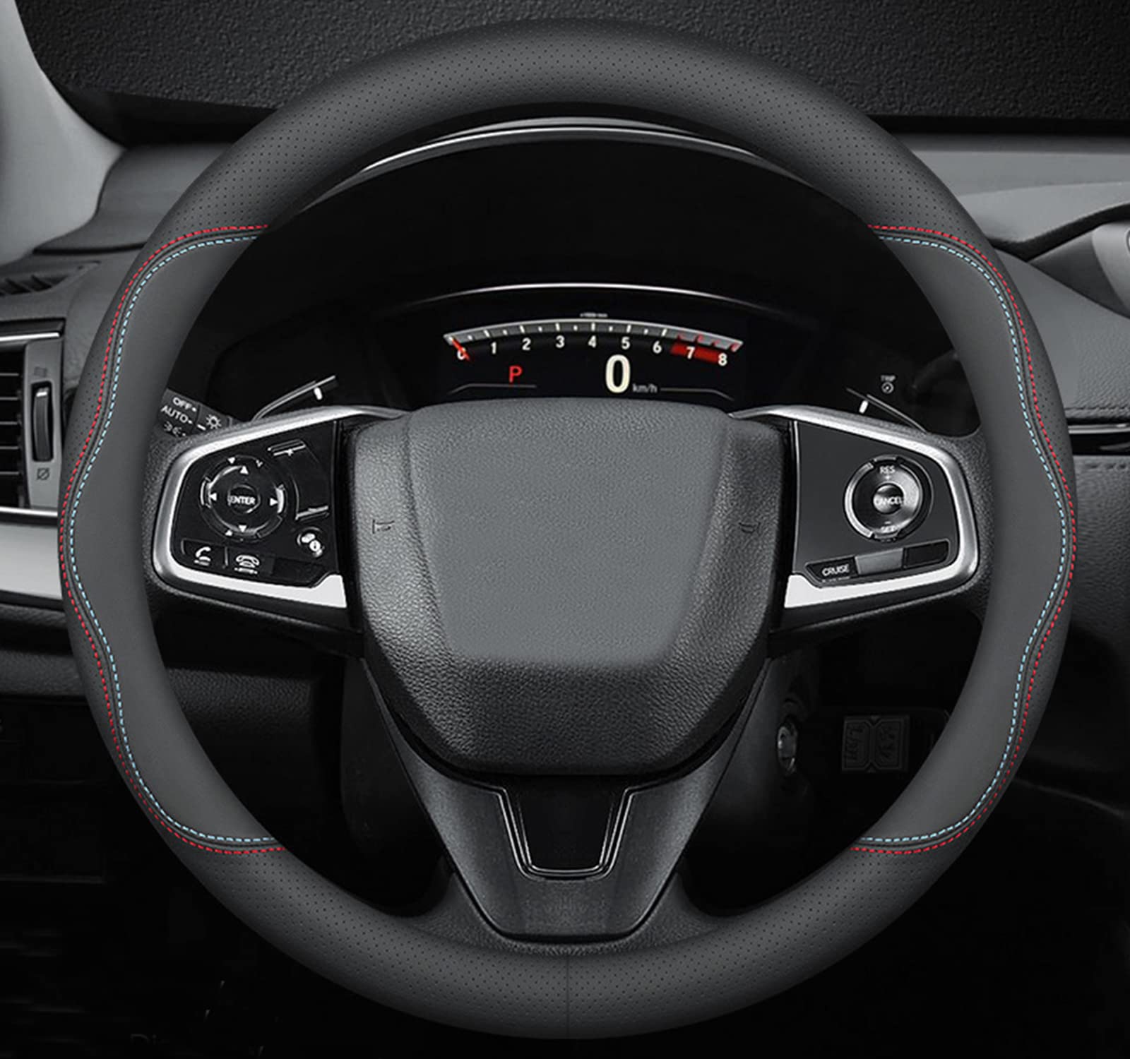 BllXESD Steering Wheel Cover Compatible with Toyota RAV4 2001-2023, Breathable Premium Leather Car Steering Wheel Cover, Anti-Sl