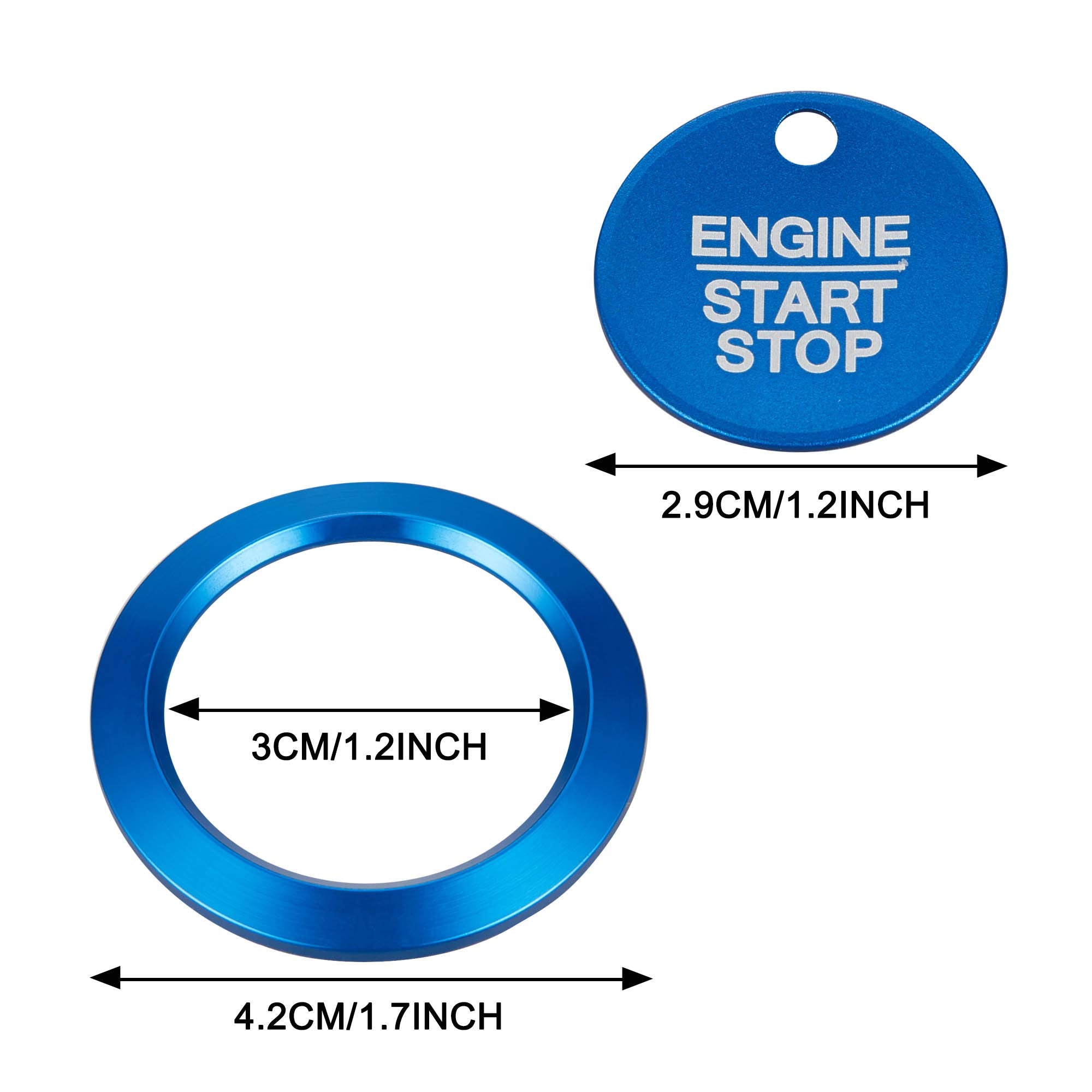 Tomall Aluminum Engine Start Stop Push Button Cover Trim Compatible With Ford F-150 2016-2021 Car Engine Ignition Start Button Cap Surrounding Trim Ring Decoration Accessories (Blue)