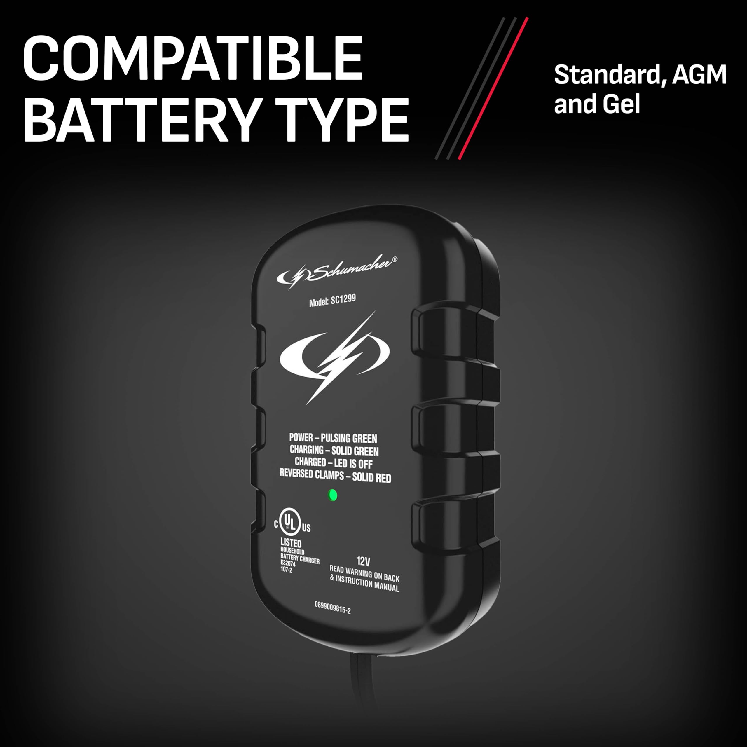 Schumacher Sc1299 800Mah 12V Automatic Battery Maintainer