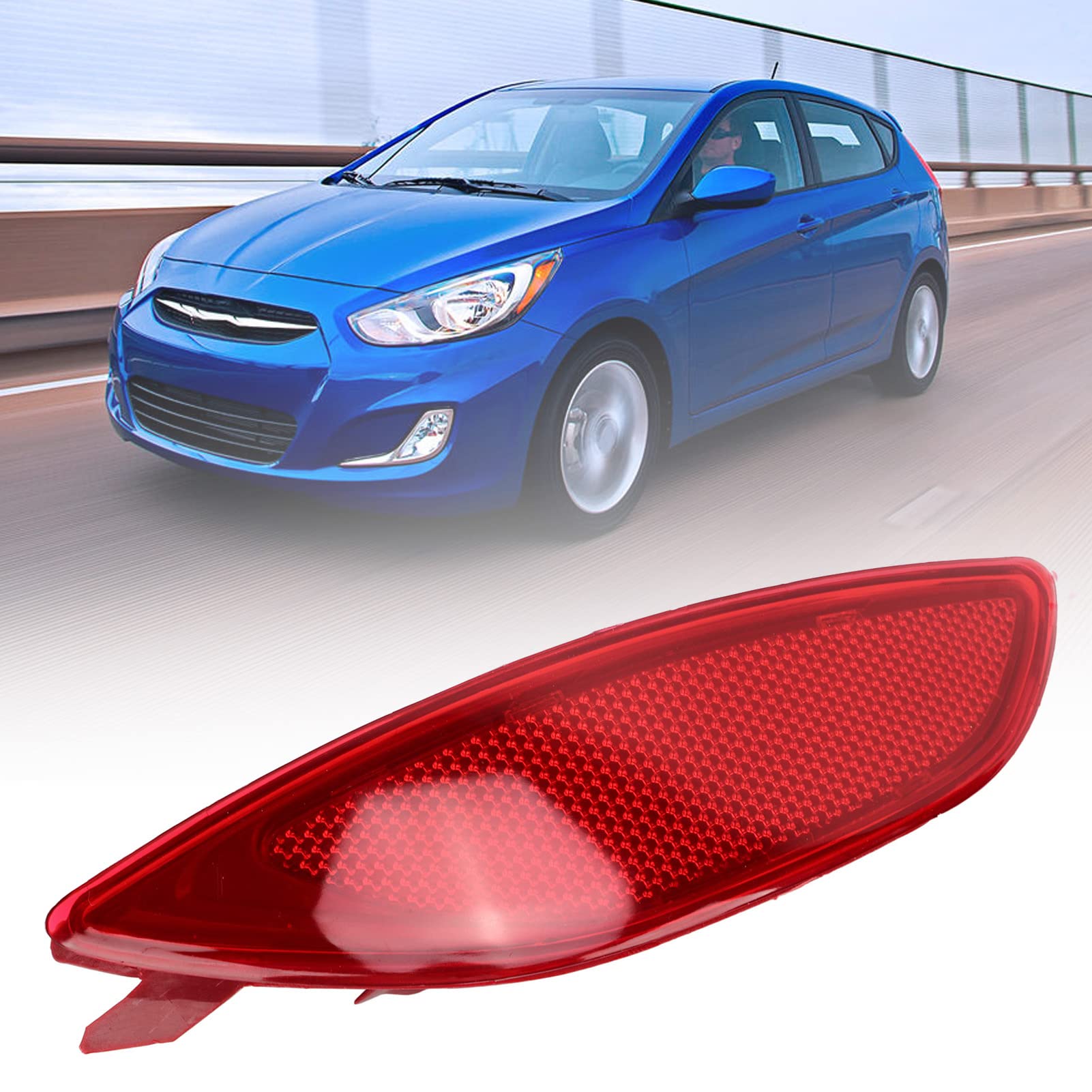 Rear Bumper Night Reflector Rear Bumper Reflector Red Warning Waterproof Shock Resistant Replacement for Hyundai Accent LE SE (L
