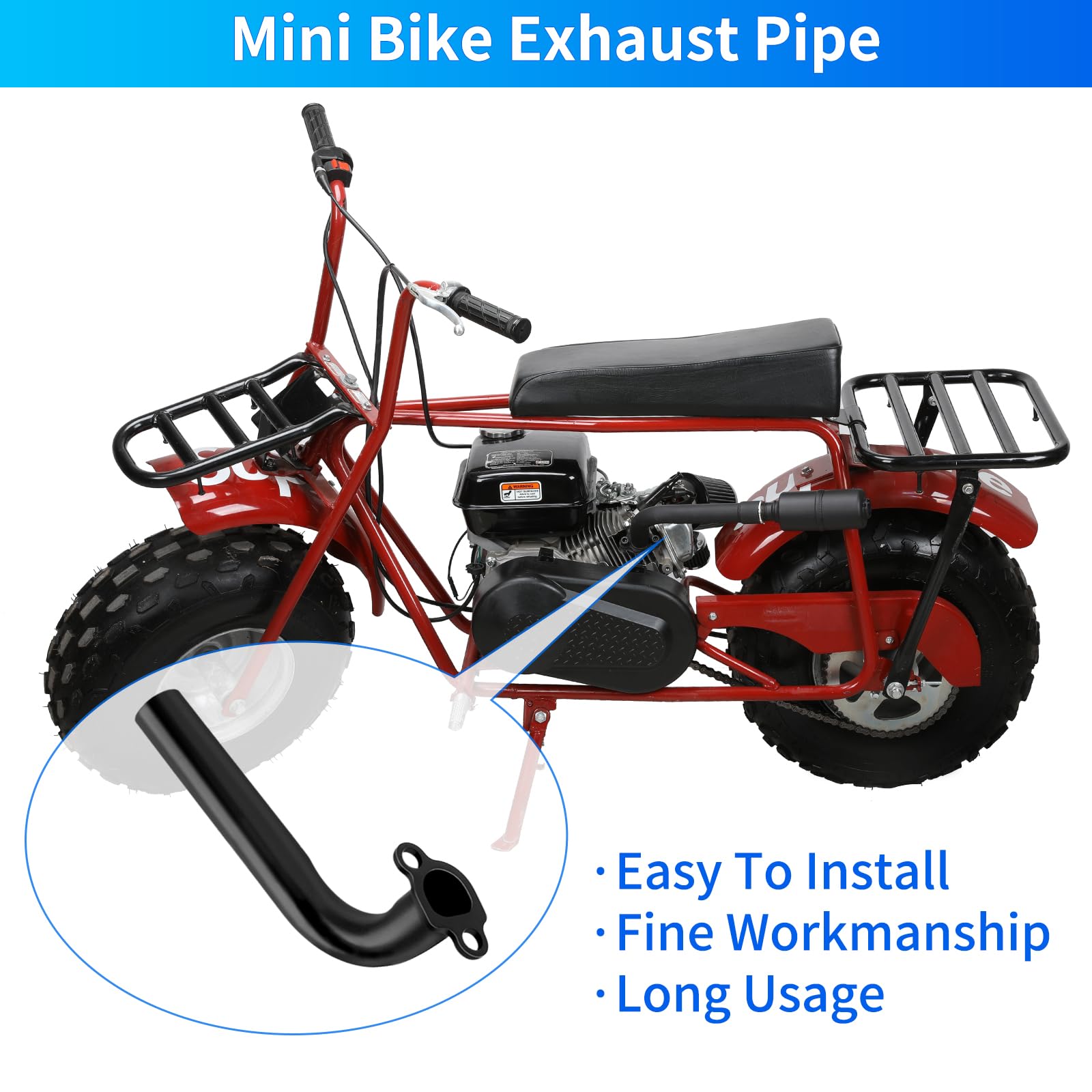 Yoxufa 212Cc Exhaust Pipe Header For Predator 212Cc 196Cc 224Cc 6.5Hp Gx160 Gx200 Small Engine Coleman Ct200U Ct200U-Ex Bt200X Kt196 Baja Warrior Massimo Mb200 Mini Bike Go Kart Performance Parts