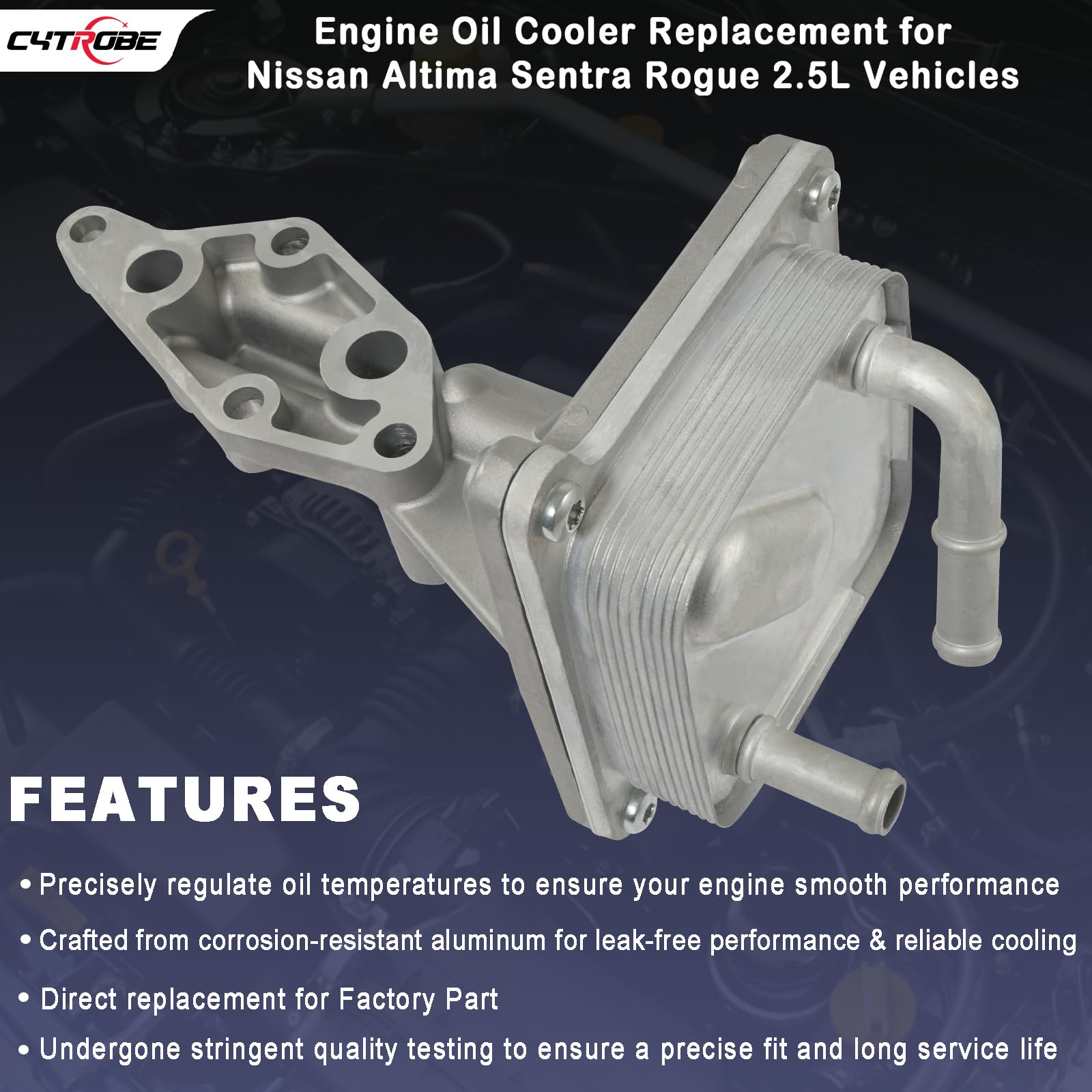 CYTROBE Engine Oil Cooler Kit With Gaskets Compatible with 2007-2013 Nissan Altima, 2007-2012 Nissan Sentra, 2008-2013 Nissan Ro