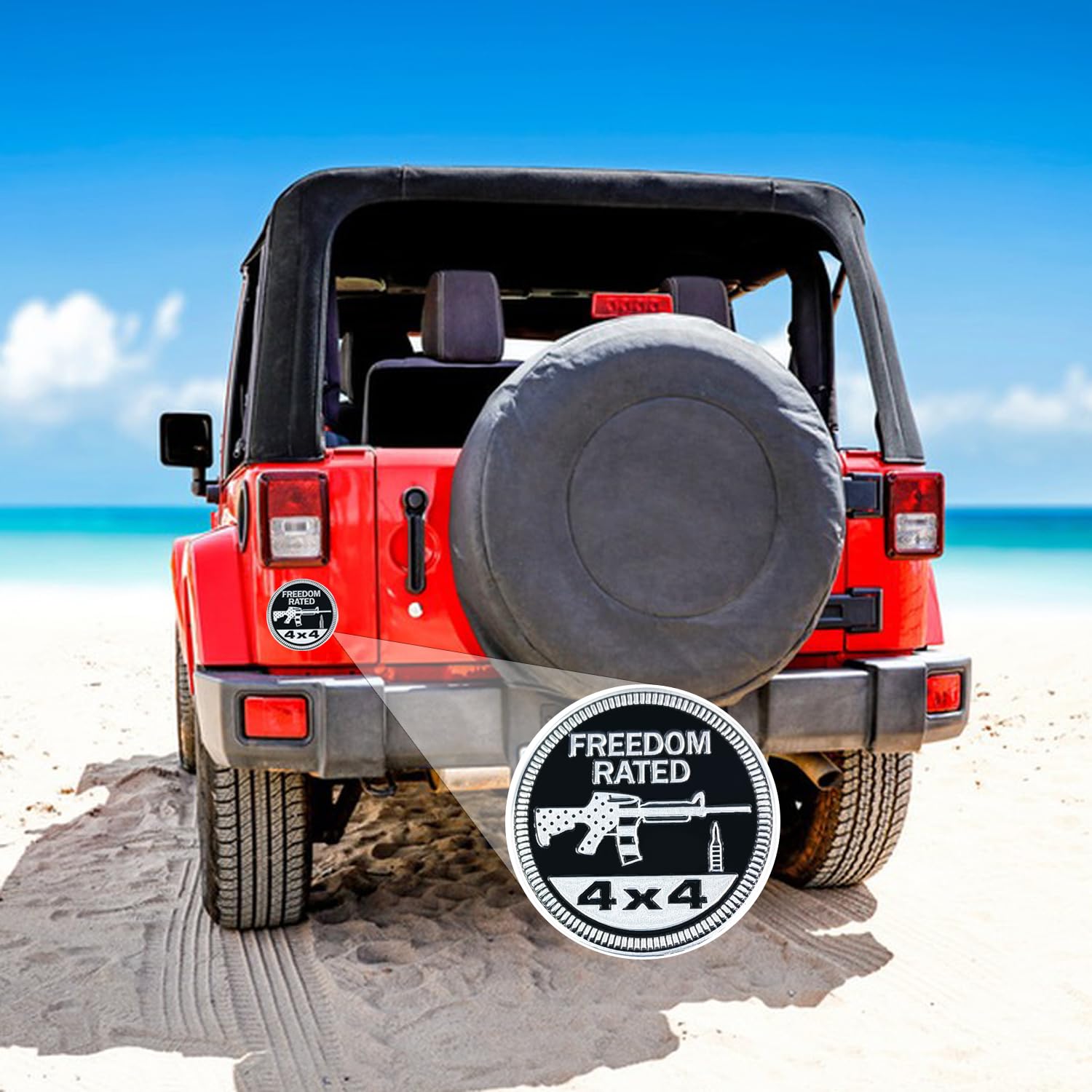 2 Pcs Freedom Badge Rated Car Emblem, 4 X 4 Metal Automotive Badge, 3D Round Metal Car Badges Emblems, Car Badge Decals Stickers