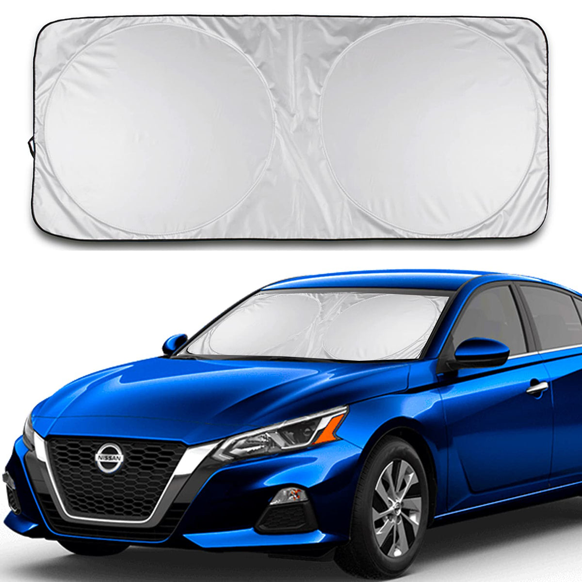 Shade-It Car Windshield Sun Shade Durable 210T Polyester Heat Block UV Protection Sunshades - Sunlight Blocker Reflective Sun Vi