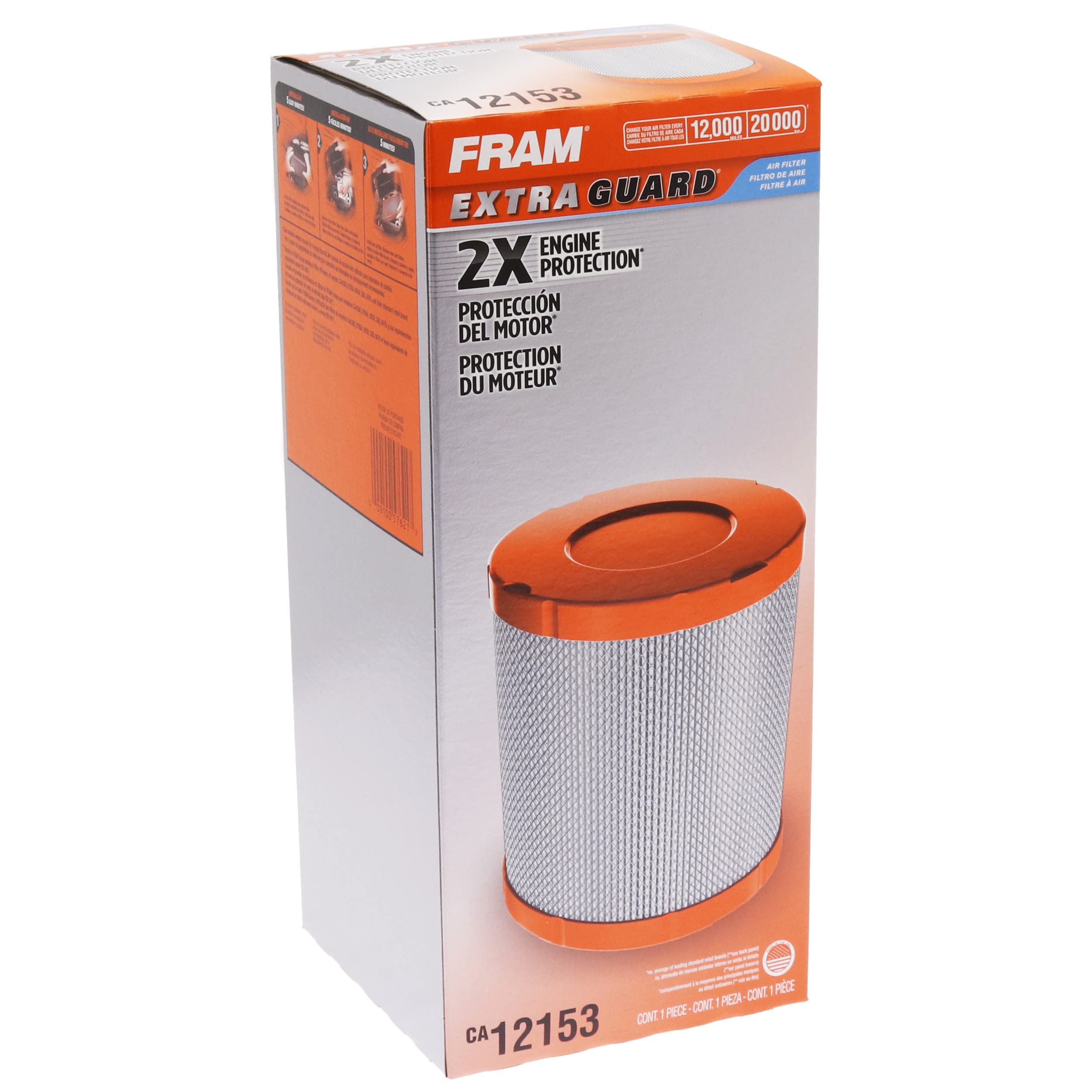 Fram Extra Guard Ca12153 Replacement Radial Seal Engine Air Filter For Select Gmc Models, Provides Up To 12 Months Or 12,000 Mil