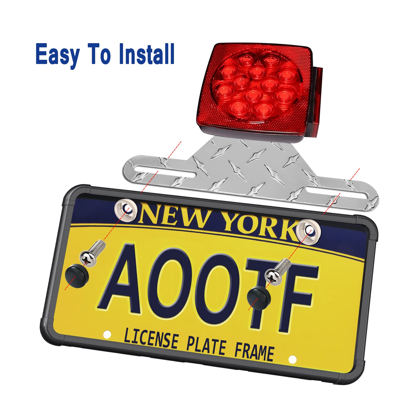 Aootf Trailer License Plate Bracket Holder- Truck/Rvs/Boats Aluminum Car Tag Frame And Black Silicone Cover, Universal License Plate Light Mounting Kit With Stainless Steel Screw Cap