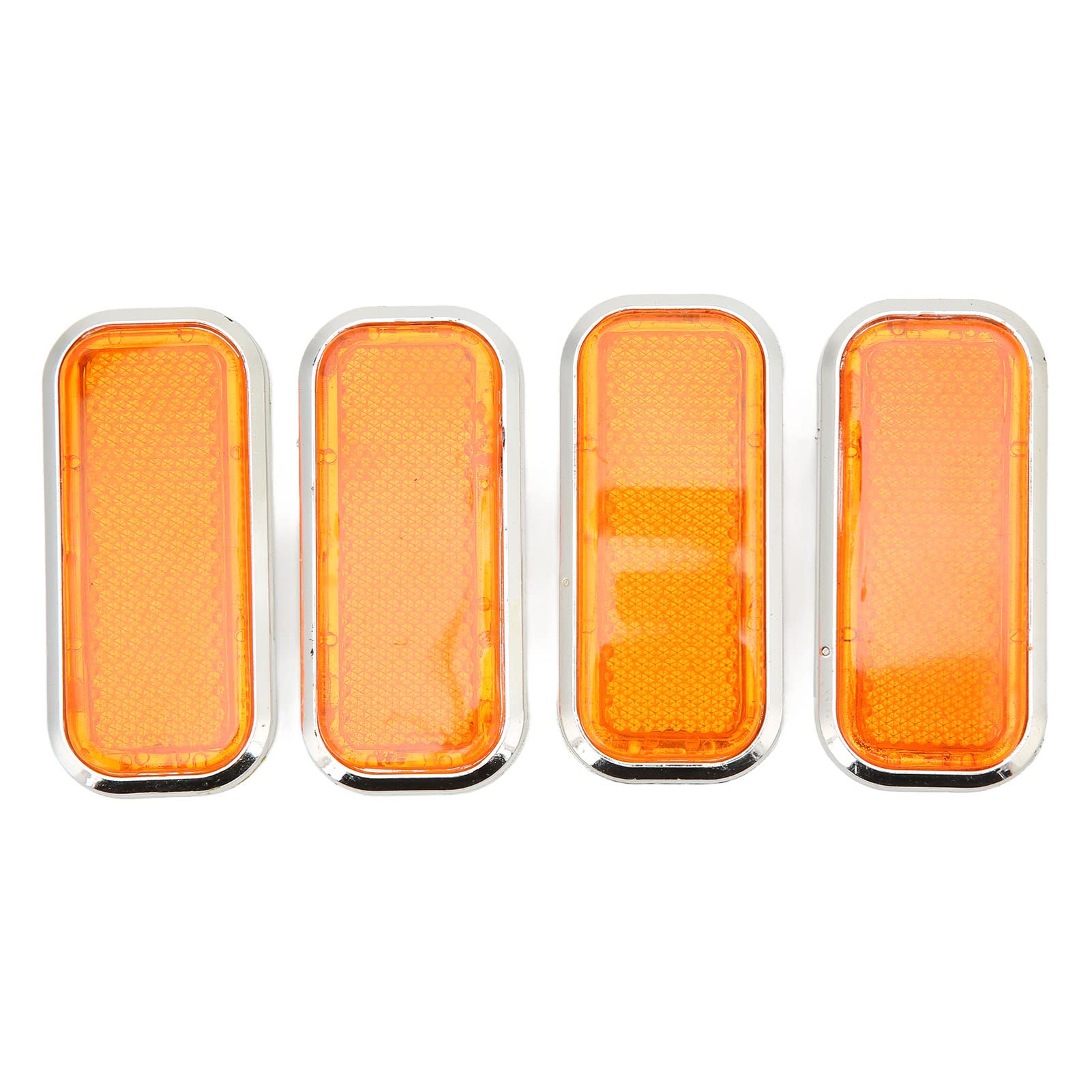 4Pcs Rectangular Reflector Safety, Kimiss Universal Stick On Reflective Sticker Reflector Holder High Visibility For Car Motorcycle Abs (Electroplating Orange)
