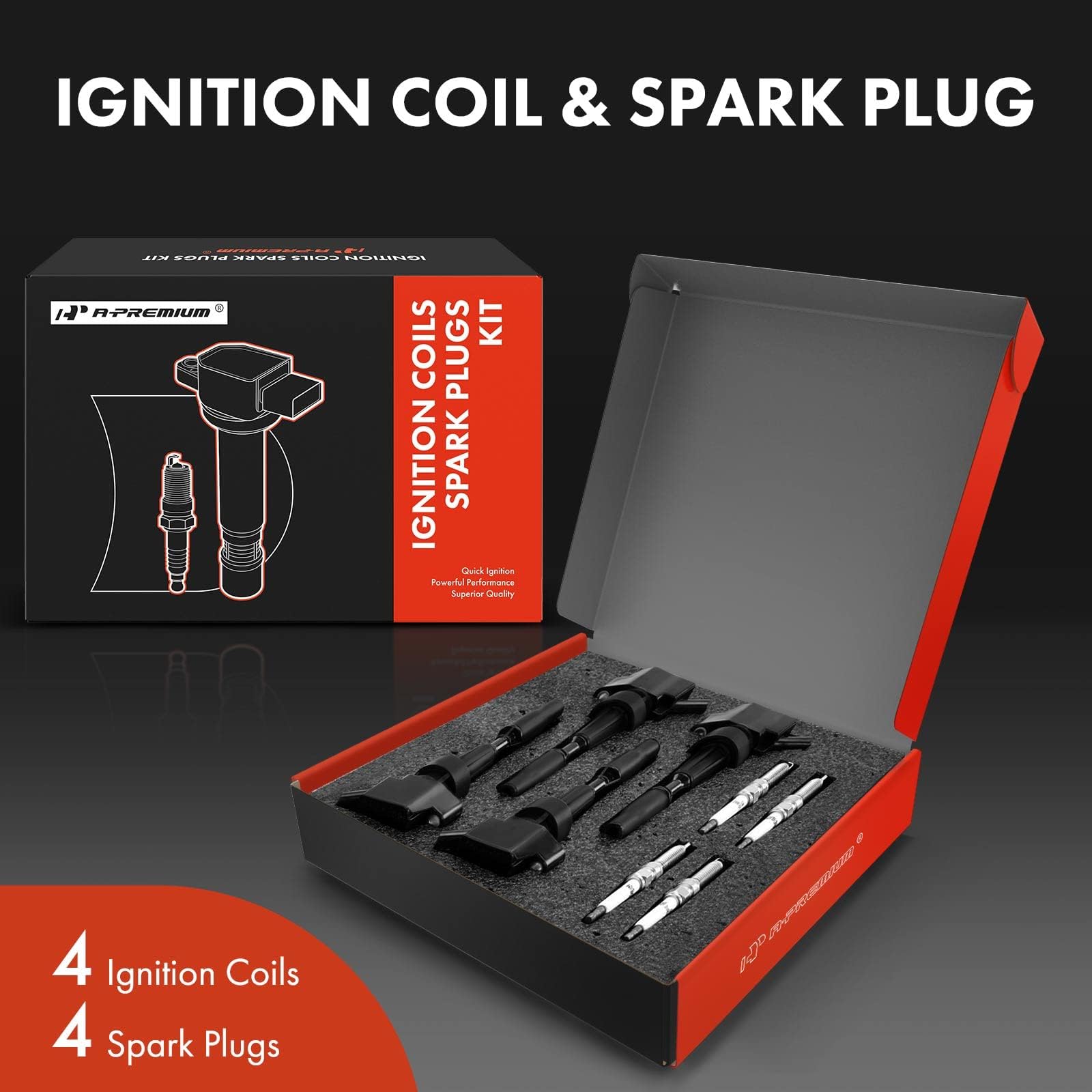 A-Premium Ignition Coils And Spark Plugs Kits Compatible With Hyundai Elantra 2017-2020, Sonata 2015-2019, Tucson 2016-2018, Kon