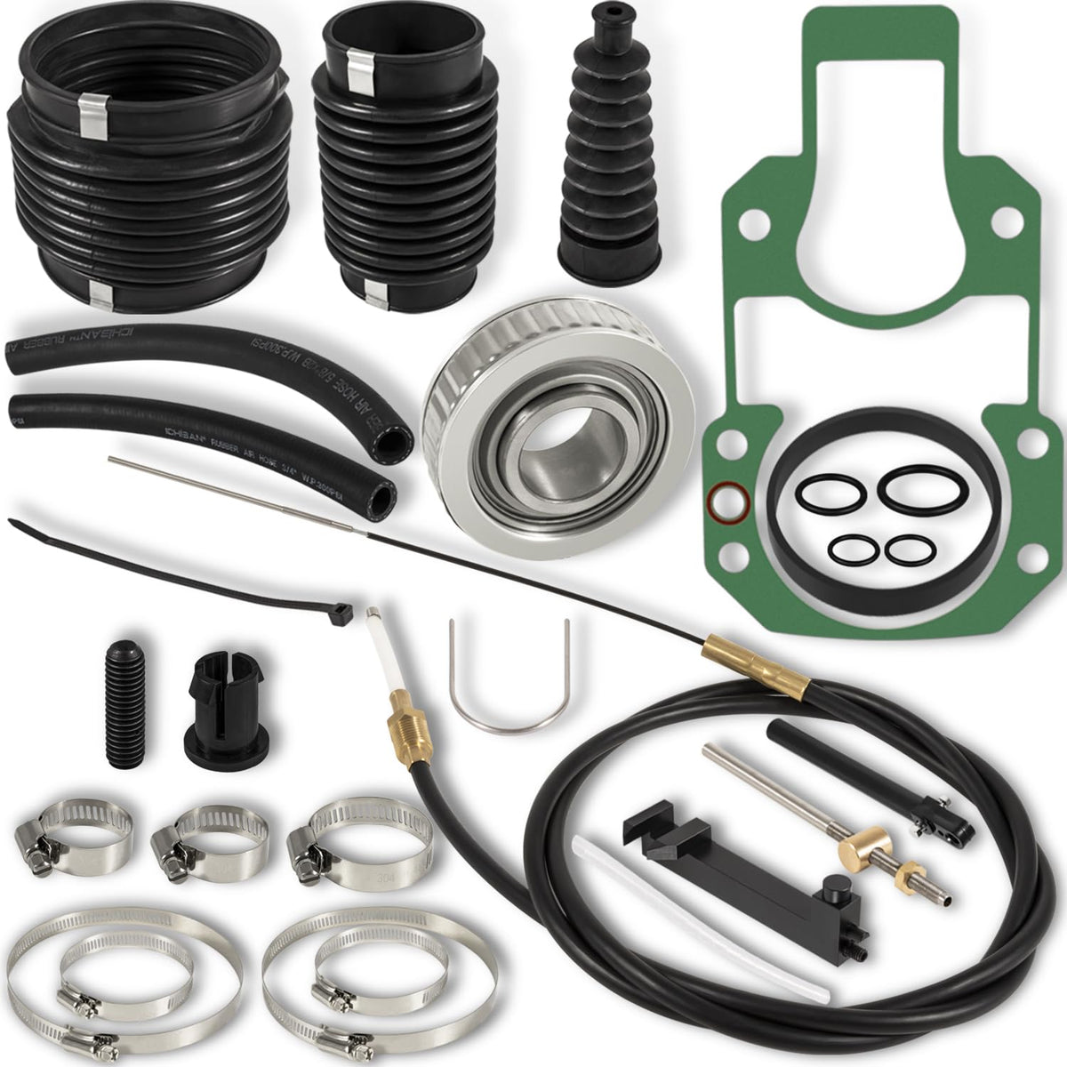 Transom Bellows Repair Reseal Kit & Lower Shift Cable For Mercruiser Alpha One Gen 1 w/Gimbal Bearing, R, MR, Alpha One 1983-199
