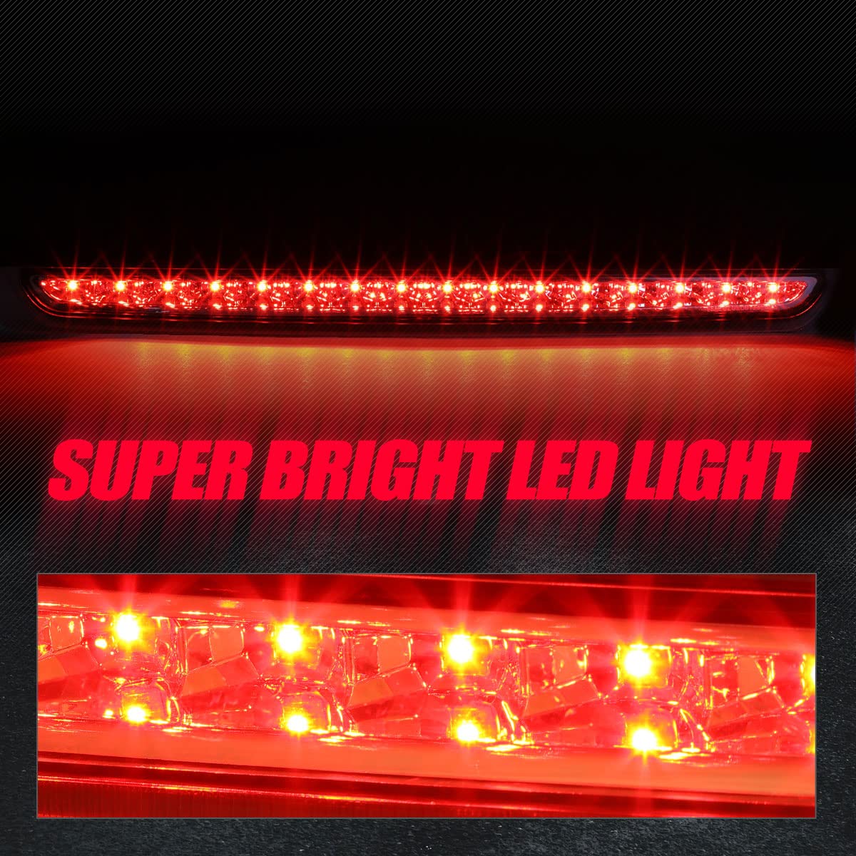 Auto Dynasty Full Led High Mount 3Rd Third Tail Brake Light Stop Lamp Compatible With Chevy Suburban 1500 2500 Tahoe Gmc Yukon Xl 1500 2500 2007-2014, Chrome Housing, Clear Lens