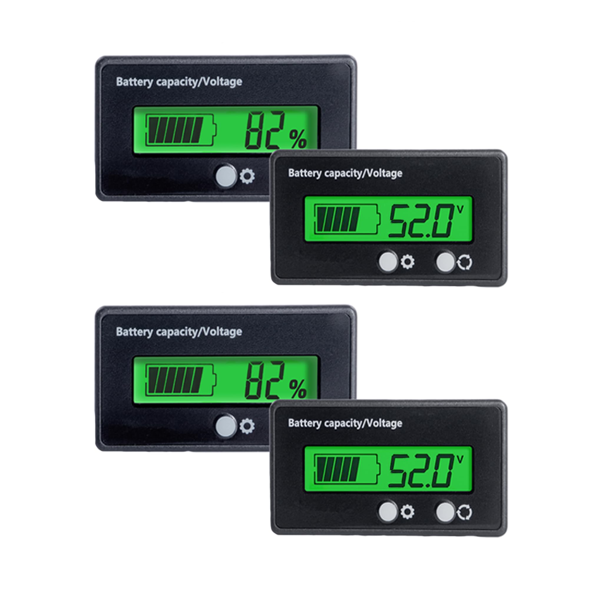 2Pack Golf Cart Battery Capacity Voltage DC 12V 24V 36V 48V 72V Battery Meter Tester Gauge Monitors Lithium ion Lead-Acid Batter